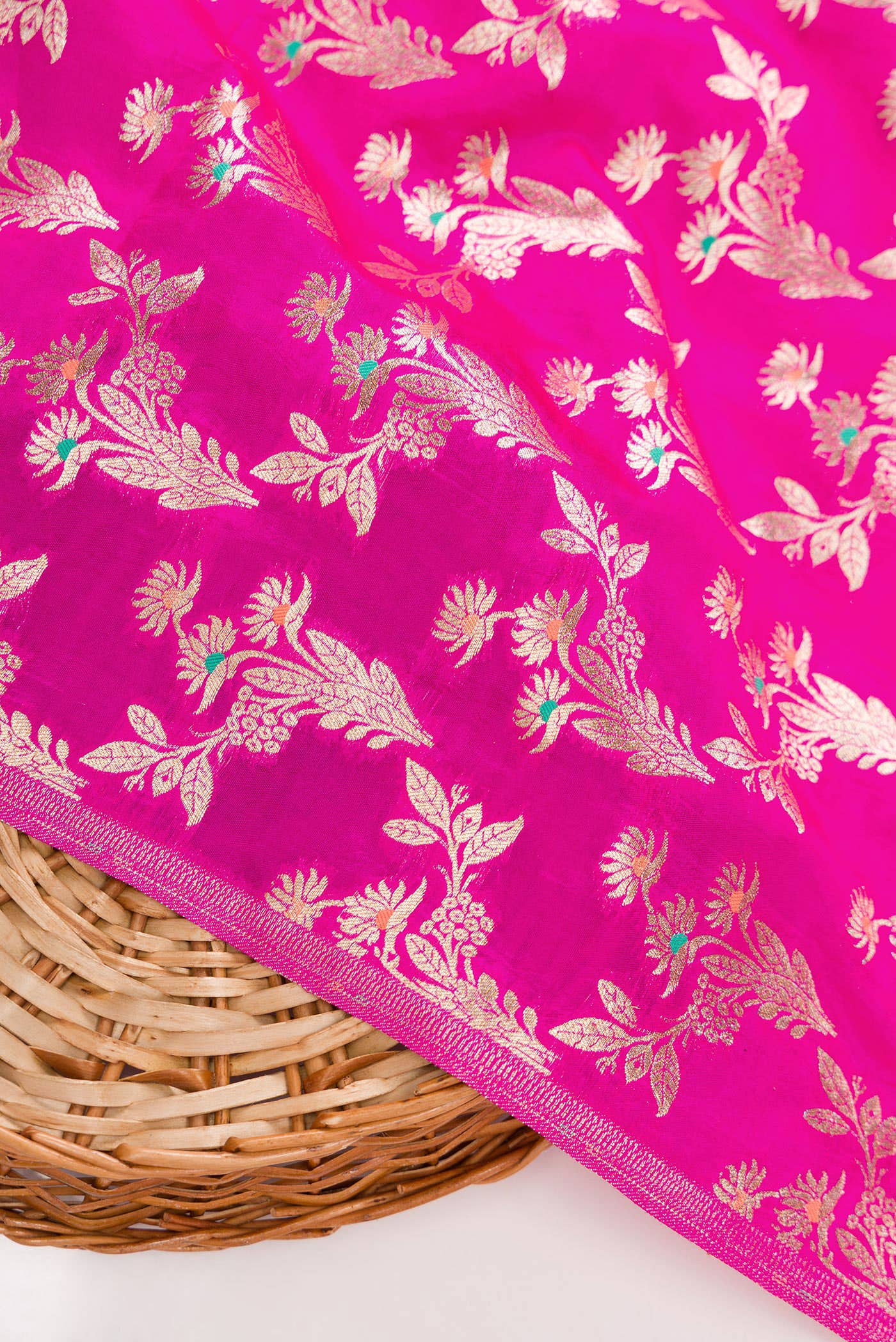 Dark Pink Banarasi Silk Dress Material