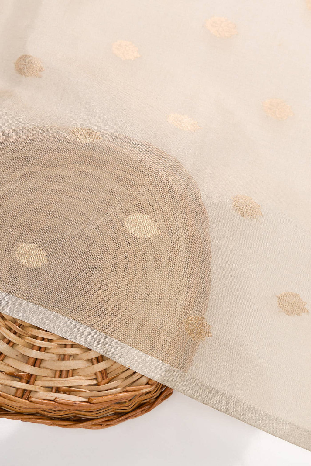 Beige Organza Silk Dress Material