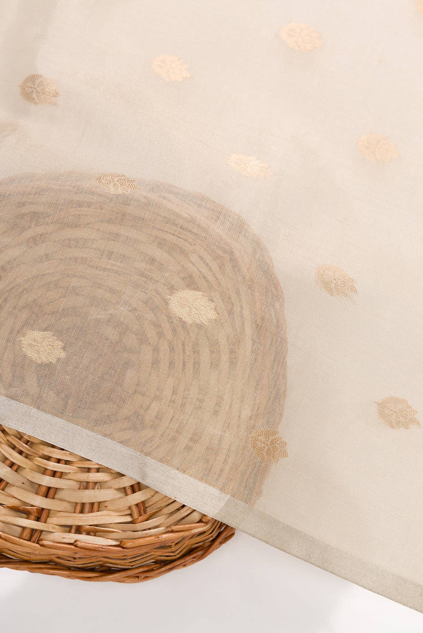 Beige Organza Silk Dress Material