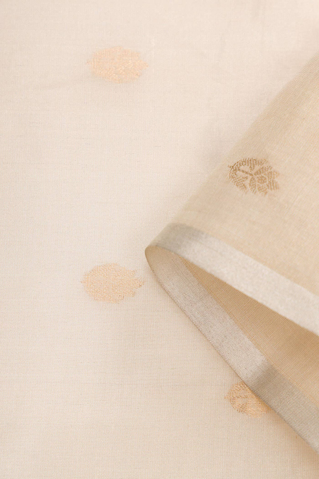 Beige Organza Silk Dress Material