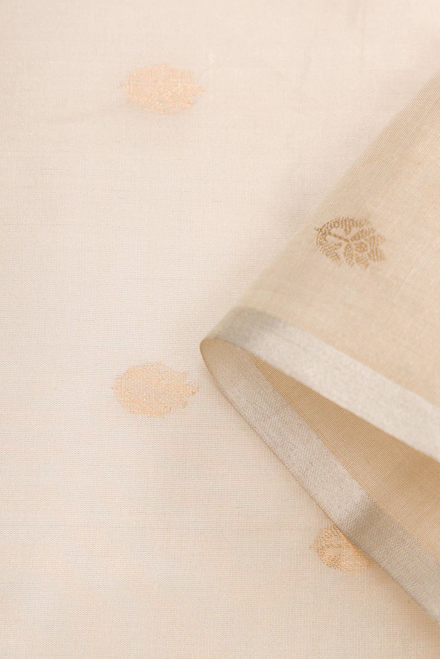 Beige Organza Silk Dress Material