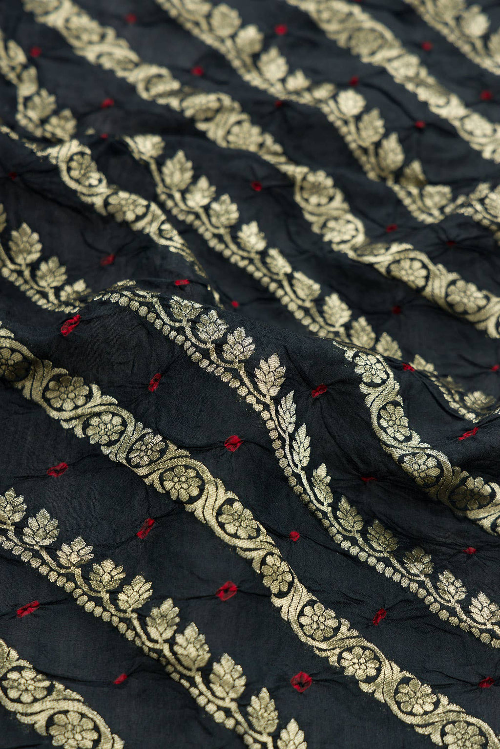 Black Bandhani Silk Dress Material