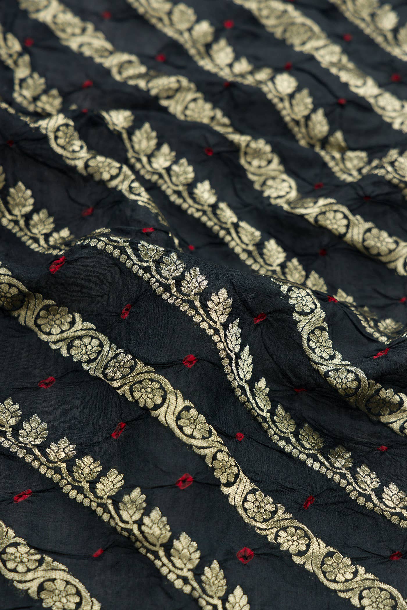 Black Bandhani Silk Dress Material