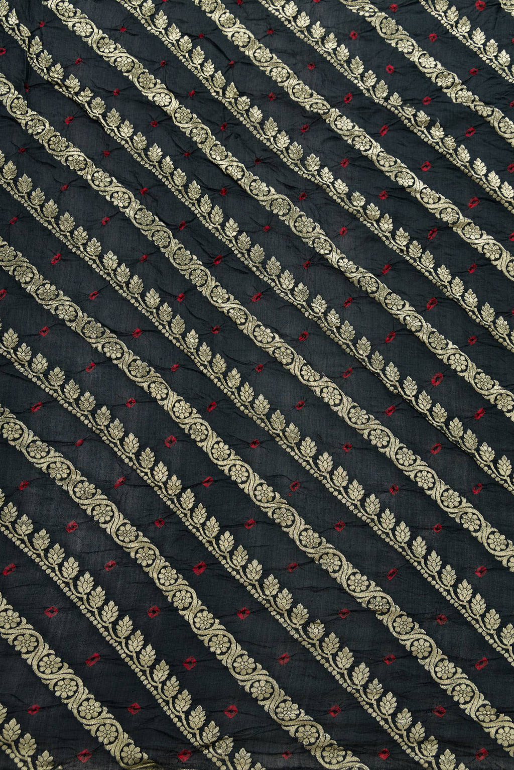 Black Bandhani Silk Dress Material