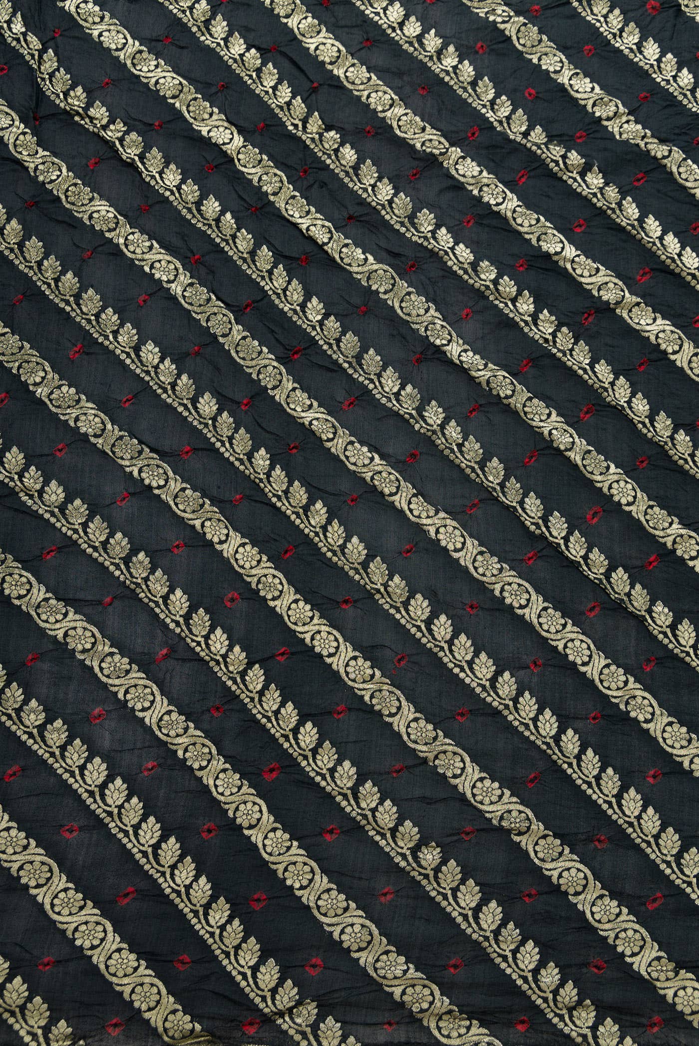 Black Bandhani Silk Dress Material