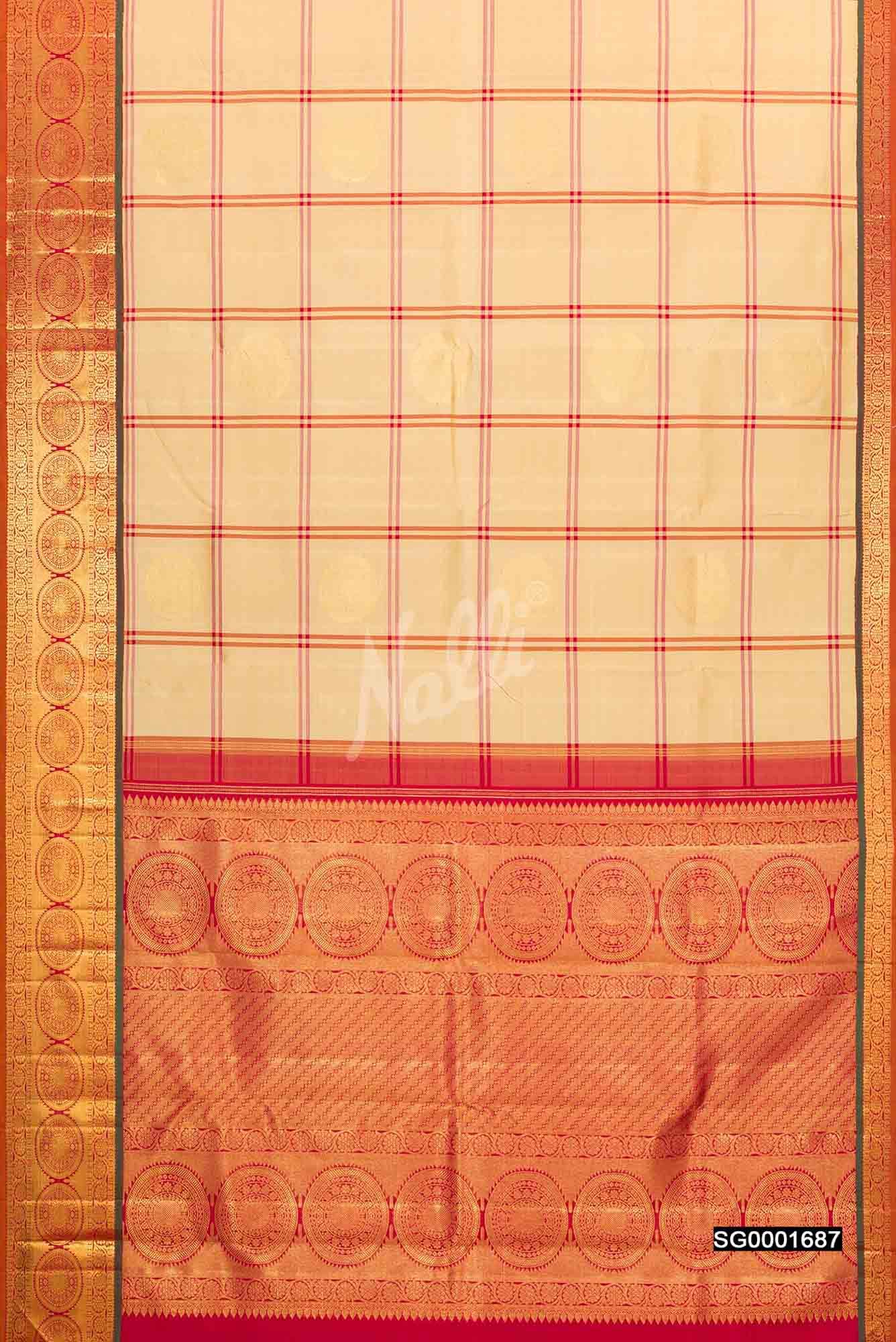 Sandal Kanchipuram Silk Saree