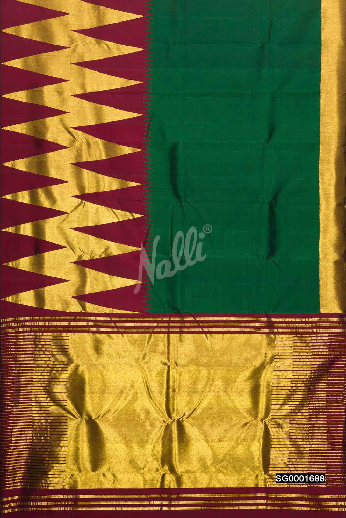 Bottle Green Kanchipuram Silk Saree