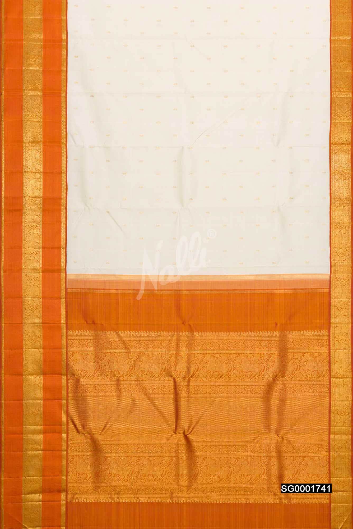 Off White Kanchipuram Silk Saree