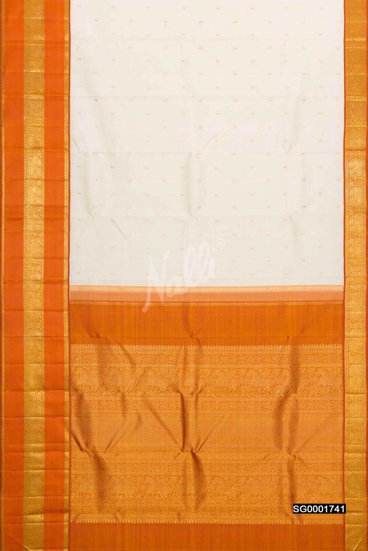 Off White Kanchipuram Silk Saree