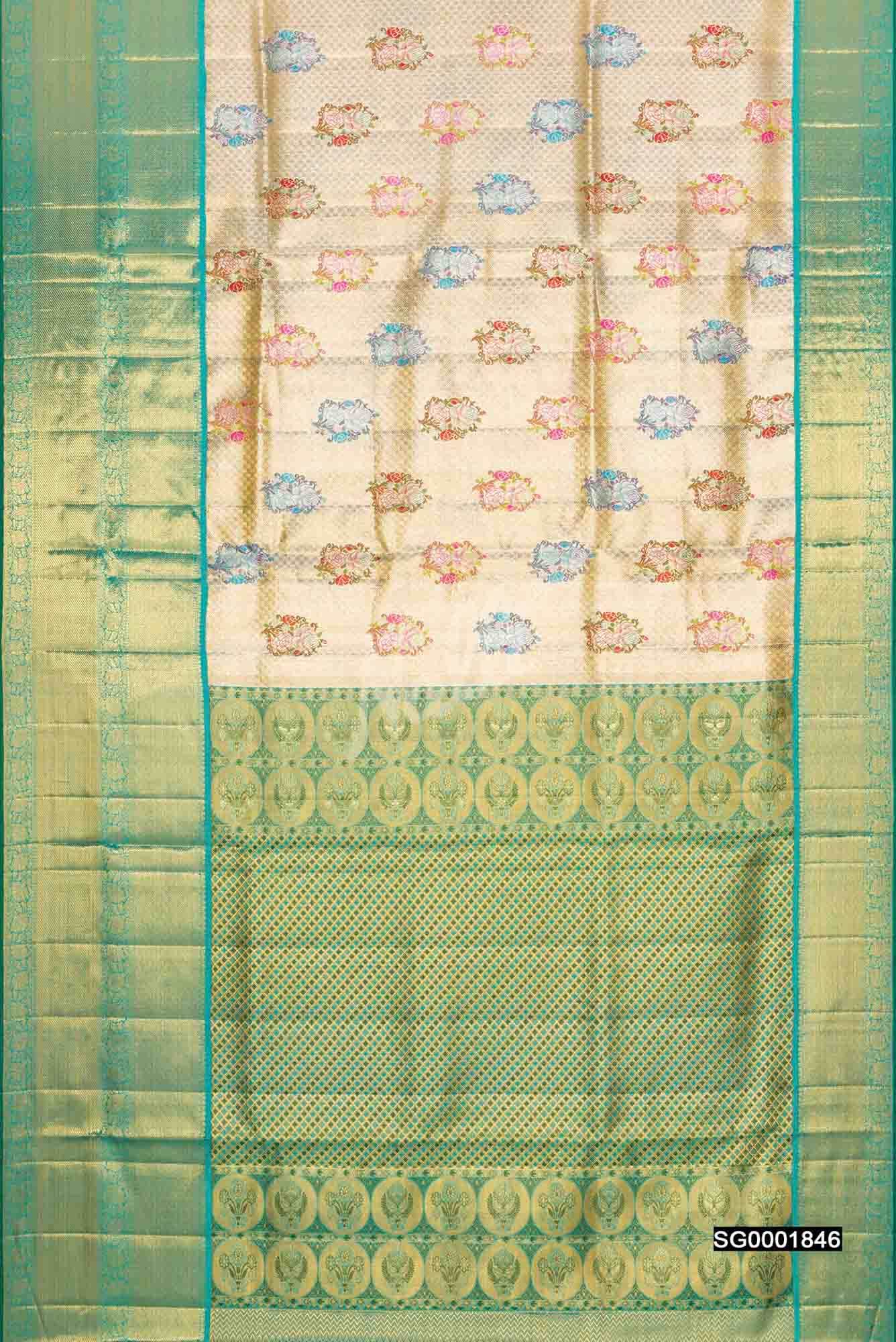 Gold,Pink and Gold Kanchipuram Silk Saree