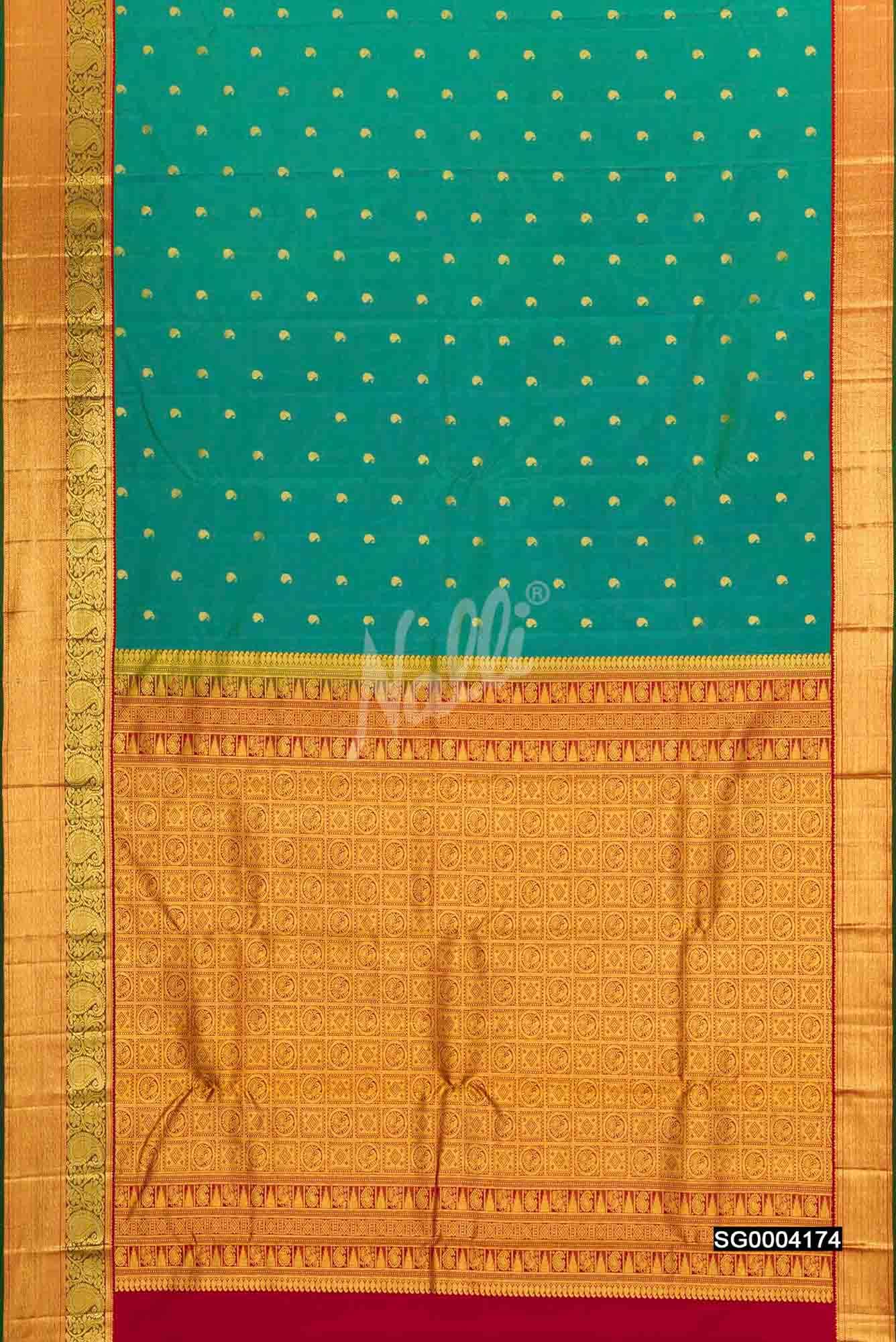 Sea Green Kanchipuram Silk Saree