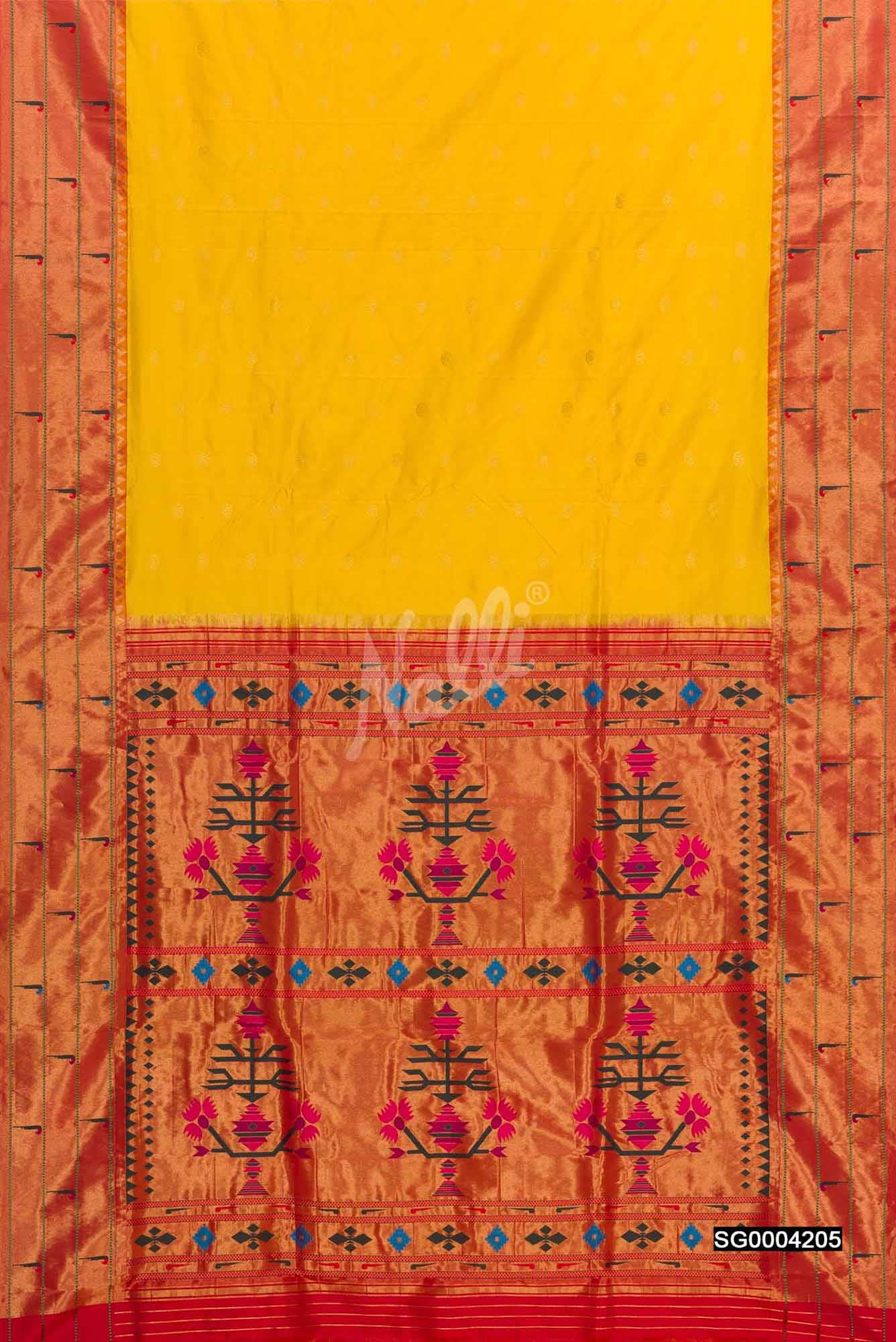 Yellow Paithani Silk Saree