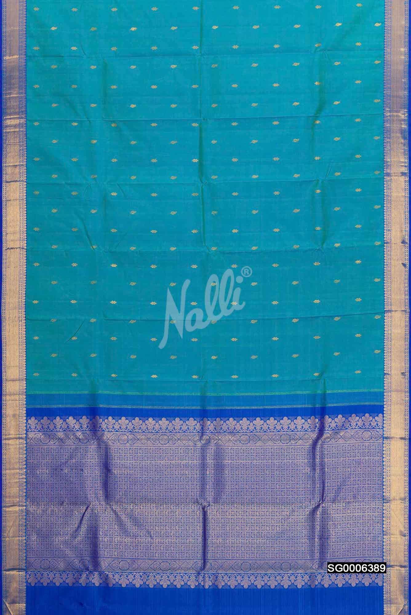 Peacock Blue Kanchipuram Silk Saree