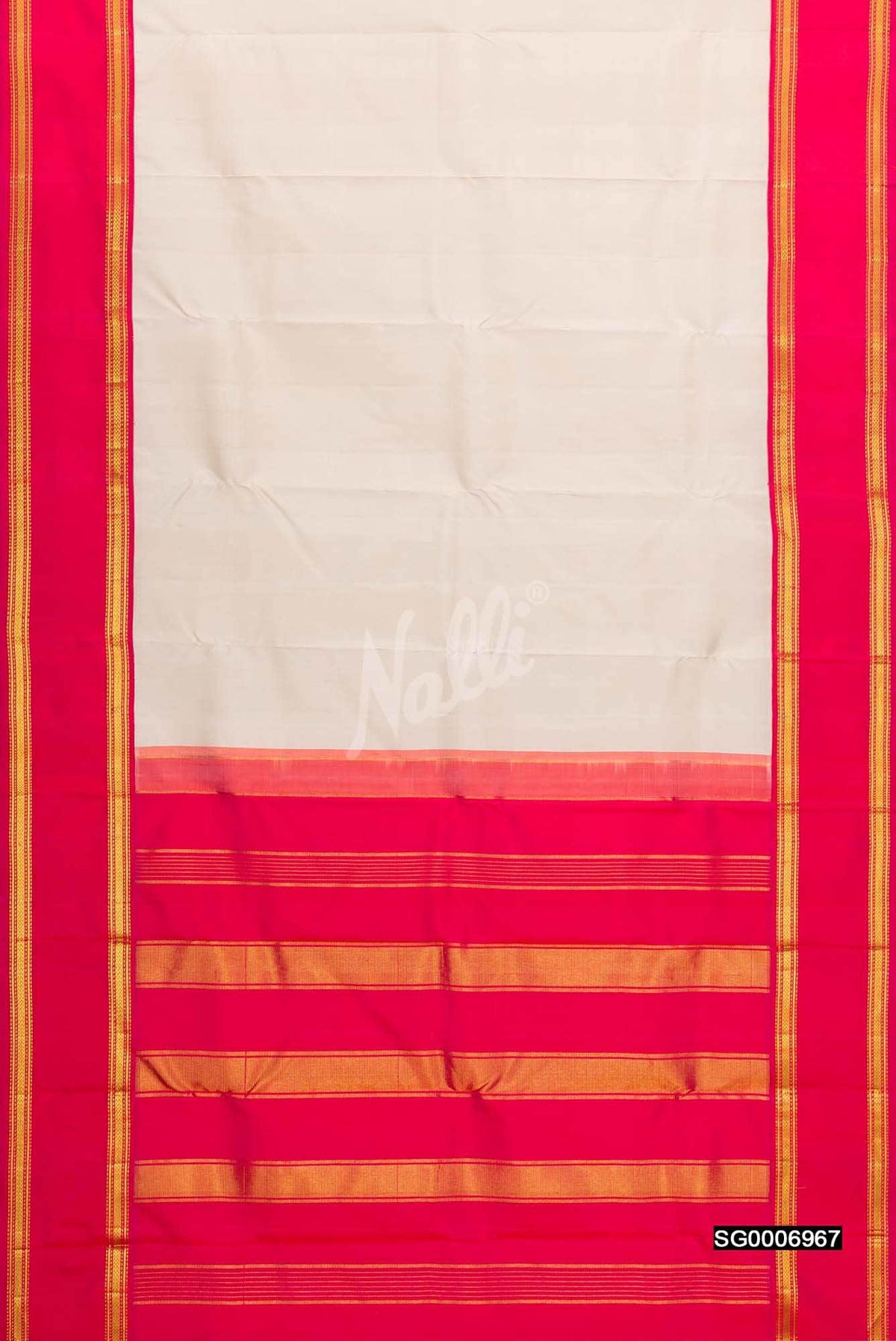 Off White Kanchipuram Silk Saree