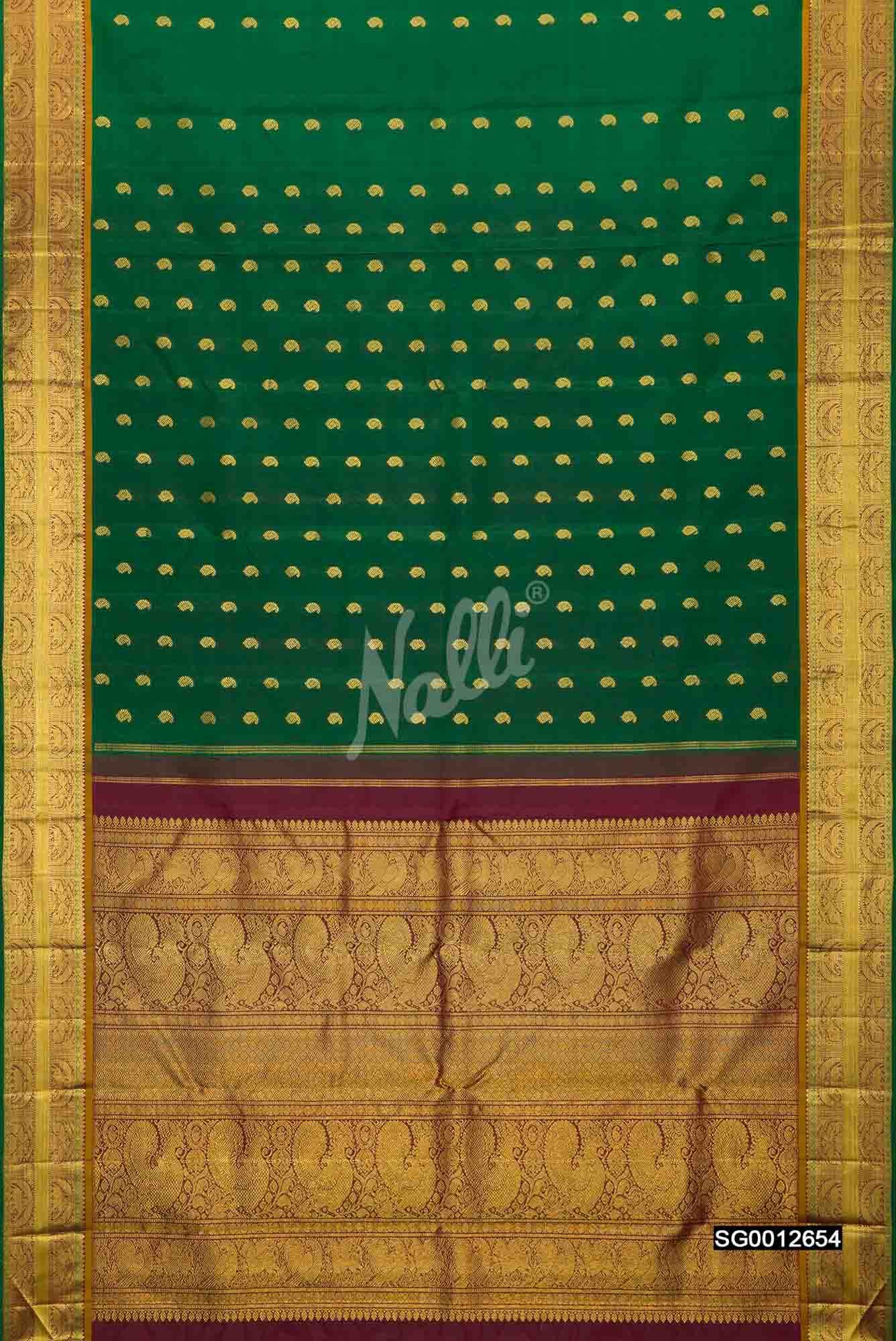 Bottle Green Kanchipuram Silk Saree