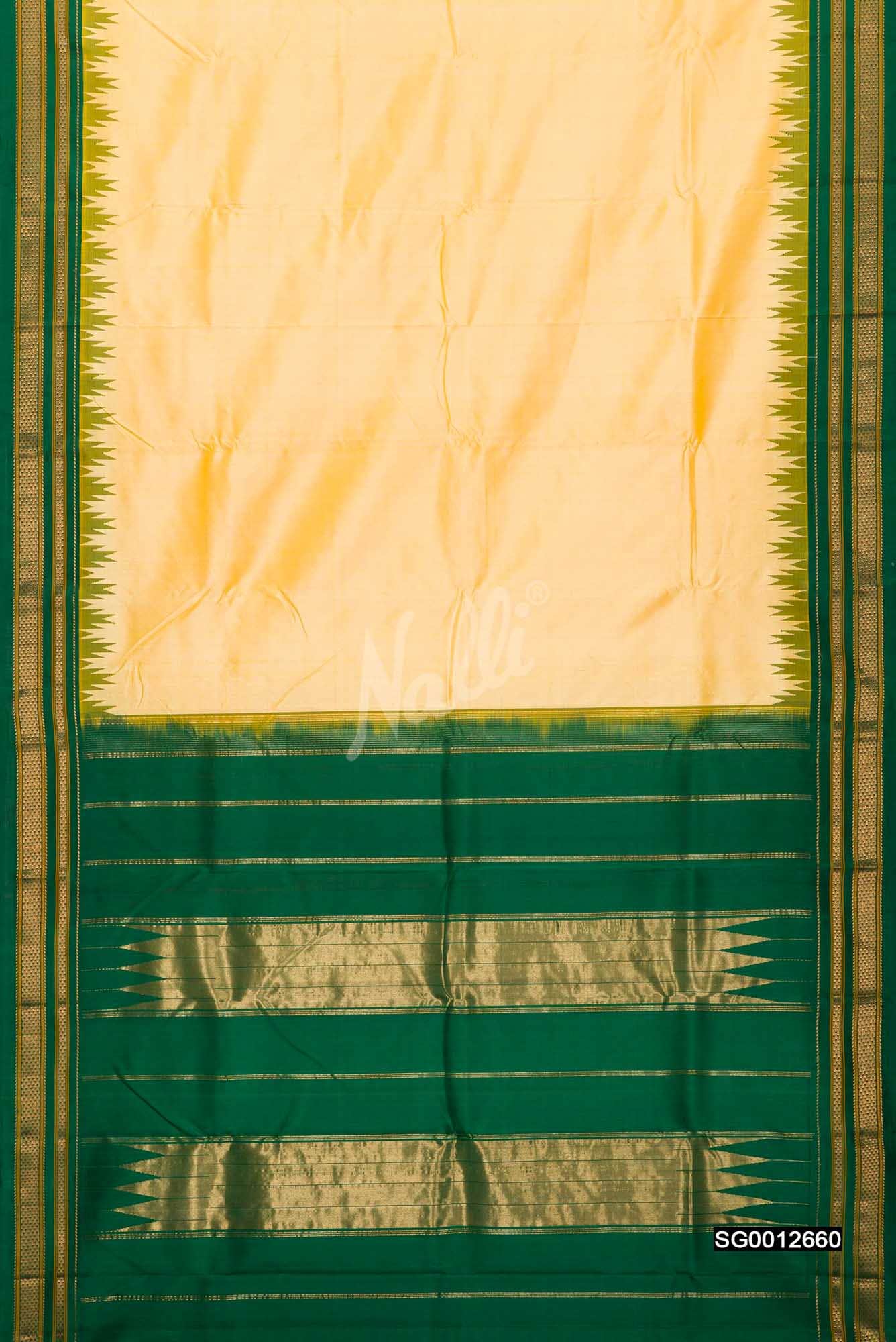 Yellow Gadwal Silk Saree