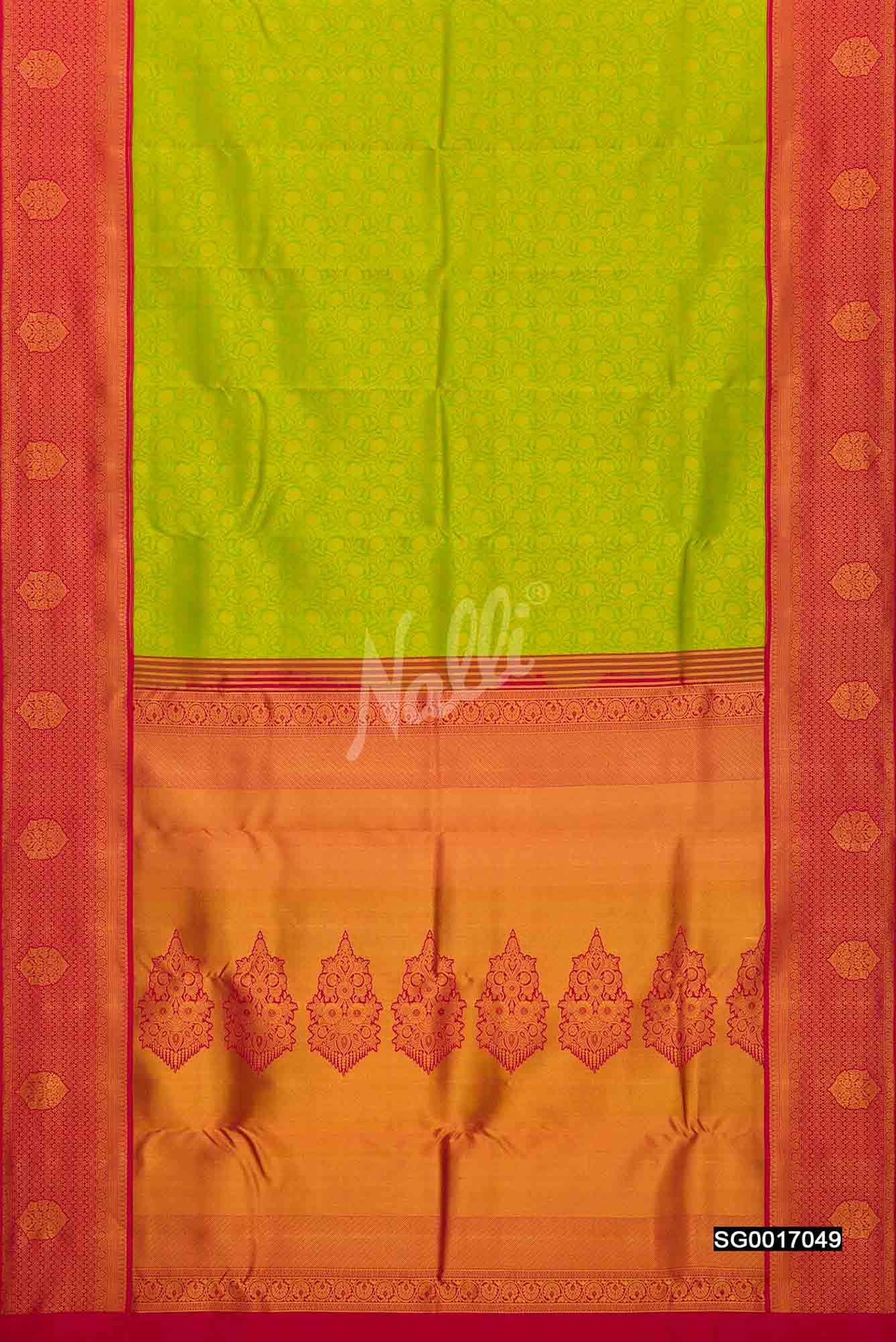 Parrot Green Kanchipuram Silk Saree