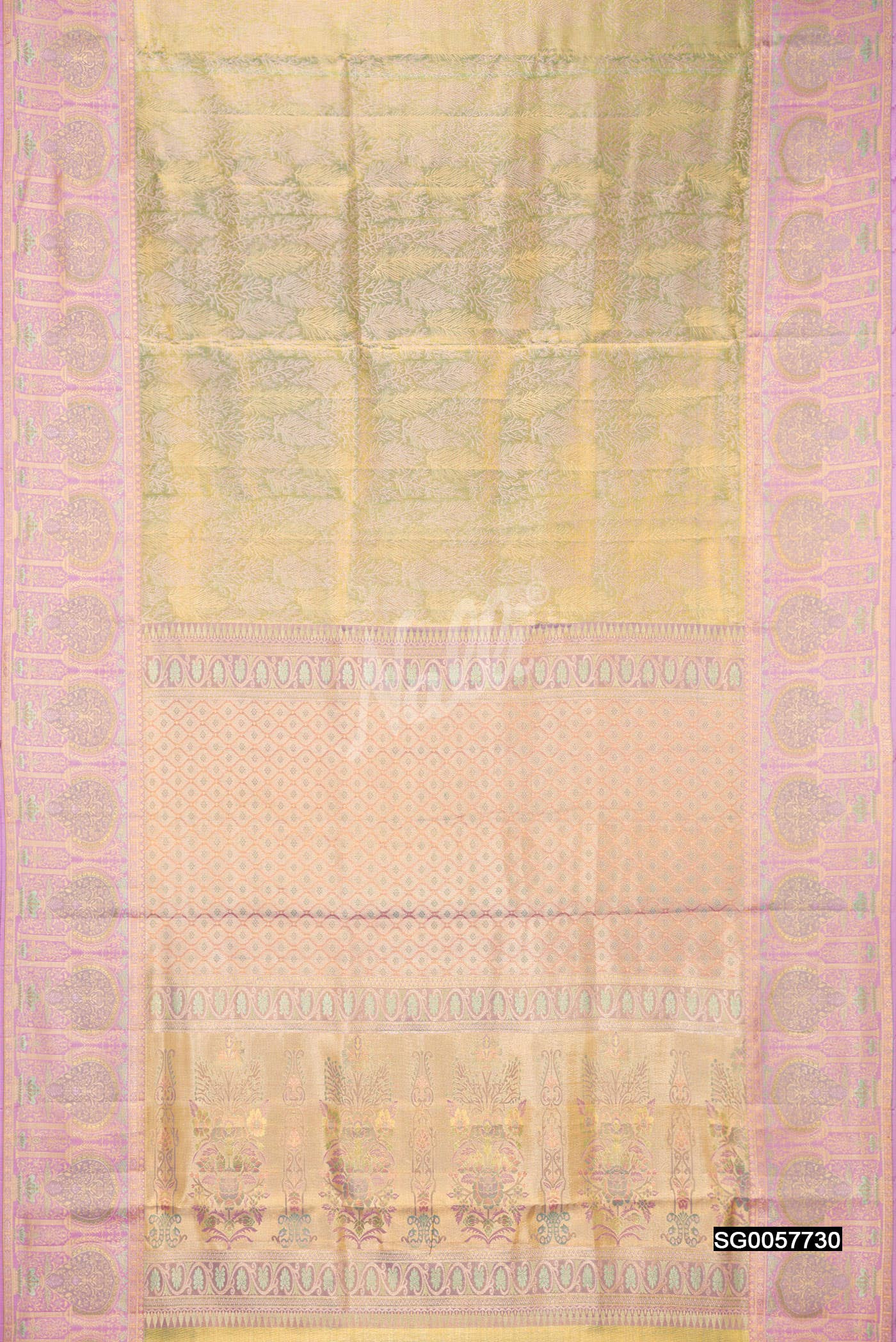 Pista Green Kanchipuram Tissue Silk Saree