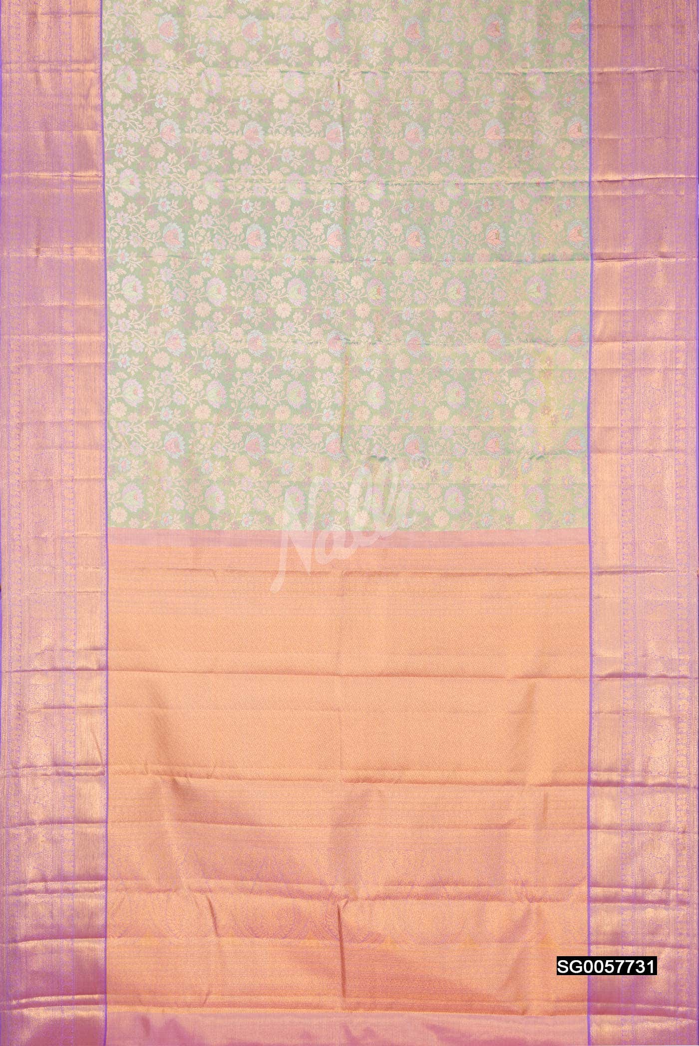 Pista Green Kanchipuram Tissue Silk Saree