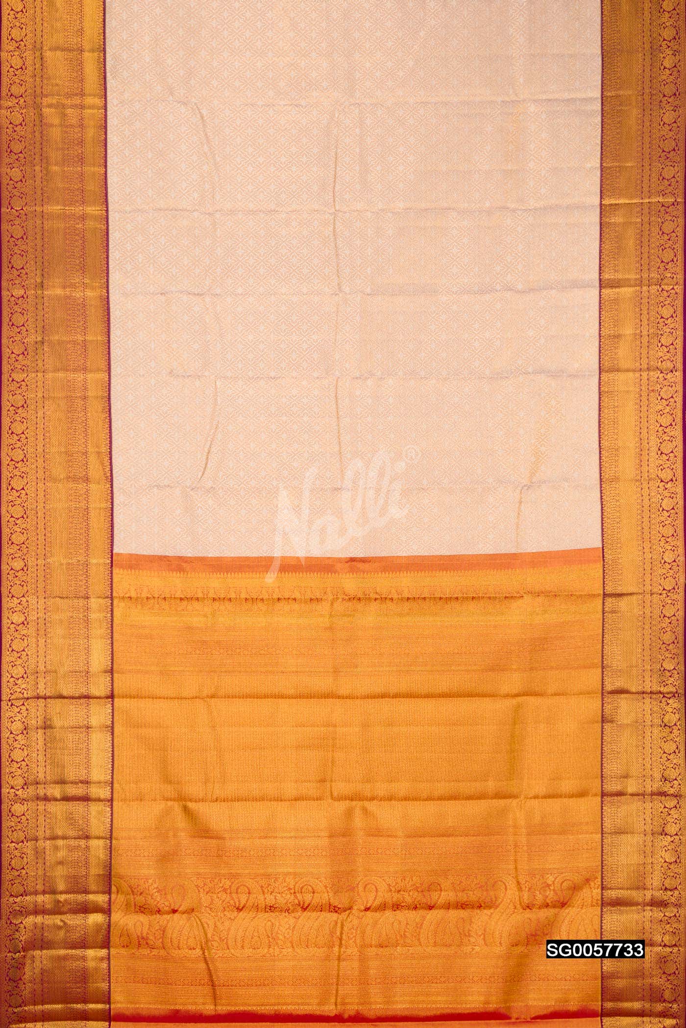 Golden Peach Kanchipuram Tissue Silk Saree