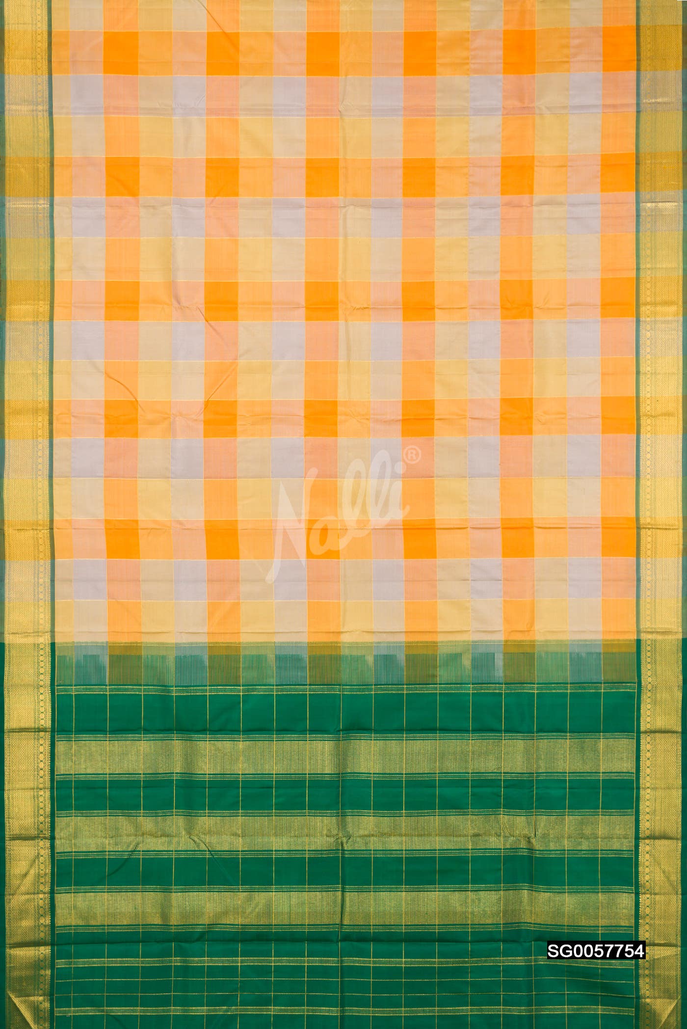 Mustard , Grey and Lavender Kanchipuram Silk Saree
