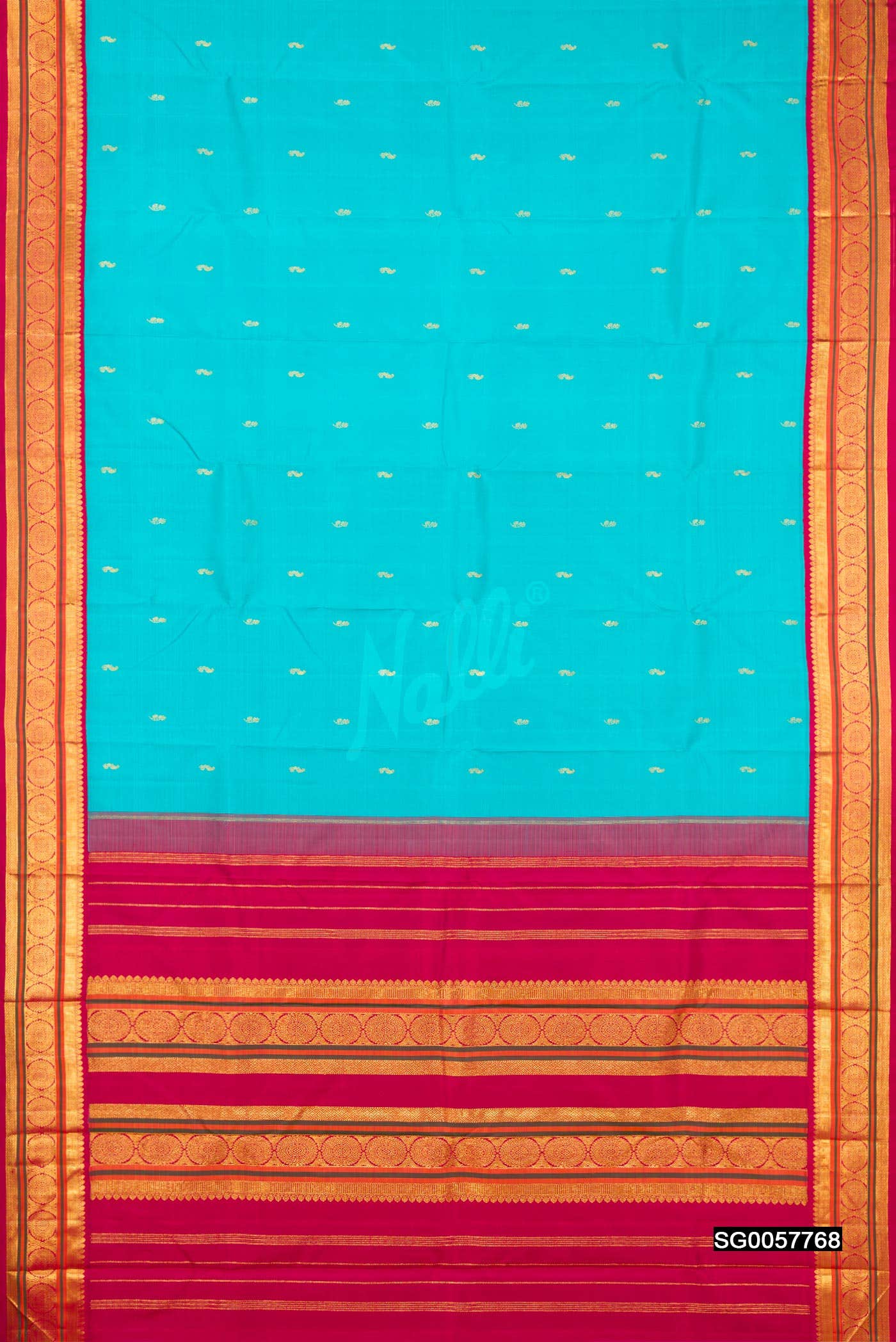 Sky Blue Kanchipuram Silk Saree