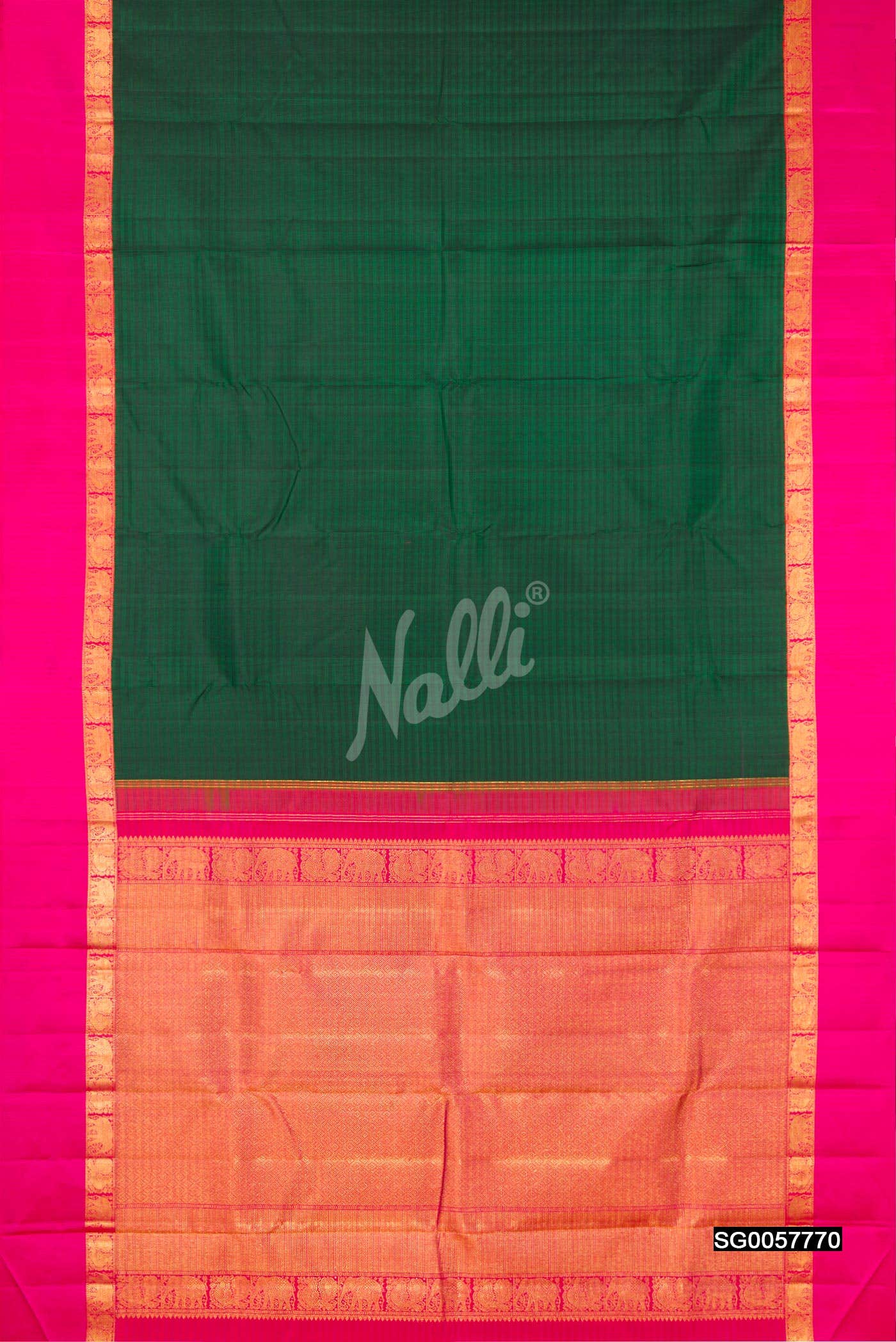 Bottle Green Kanchipuram Silk Saree