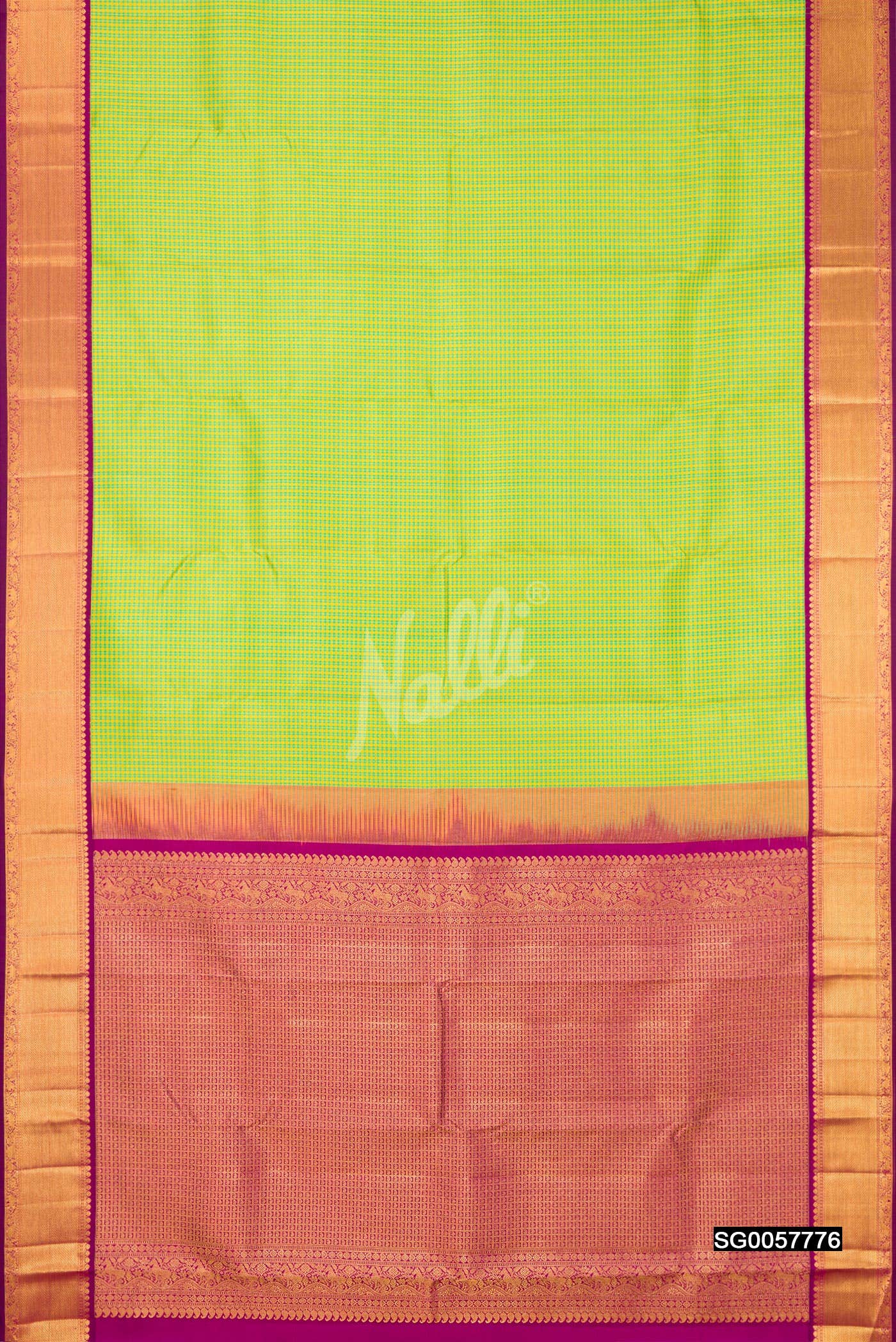 Parrot Green and Yellow Kanchipuram Silk Saree