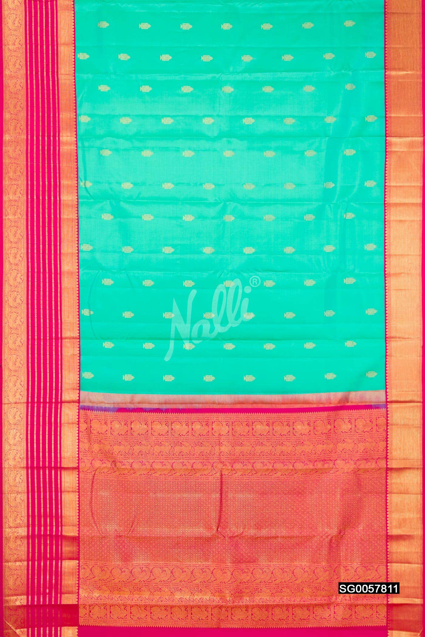 Sea Green Kanchipuram Silk Saree