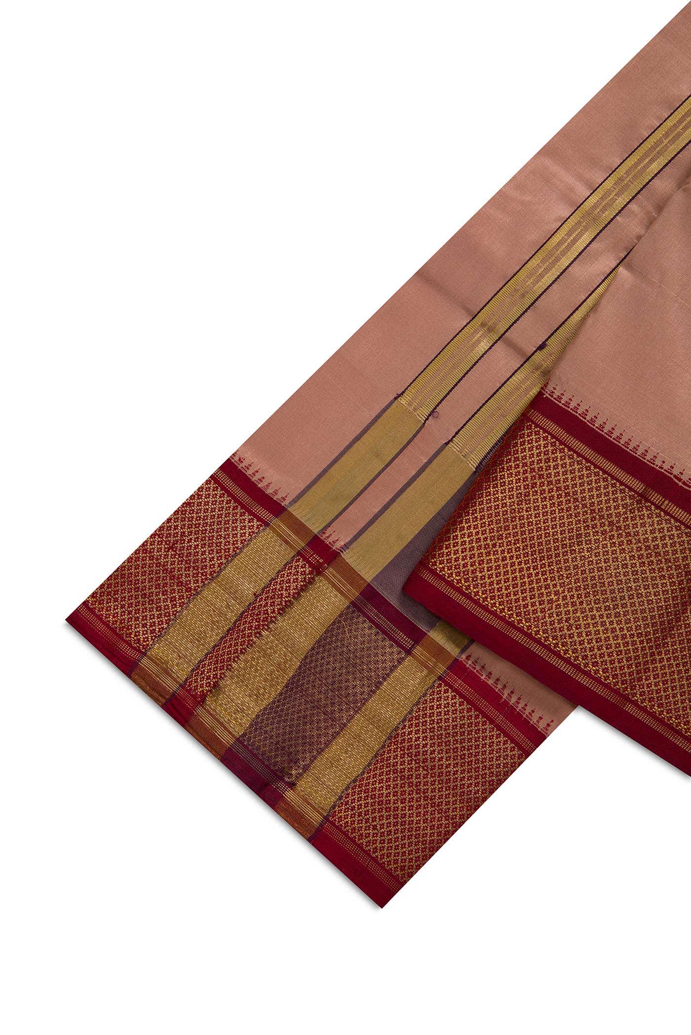 Brown Silk Dhoti With Angavastram (9X 5) Muzham
