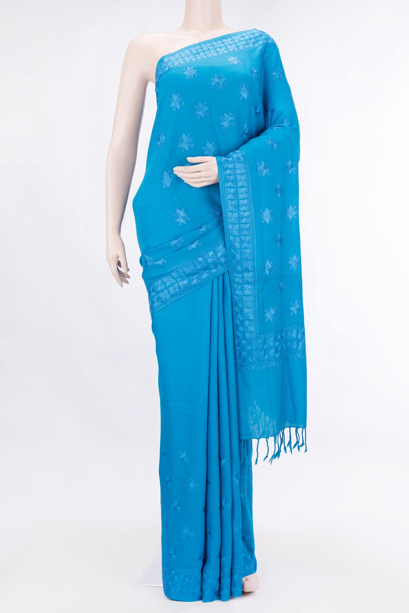 Blue Dual Tone Jute Silk Saree