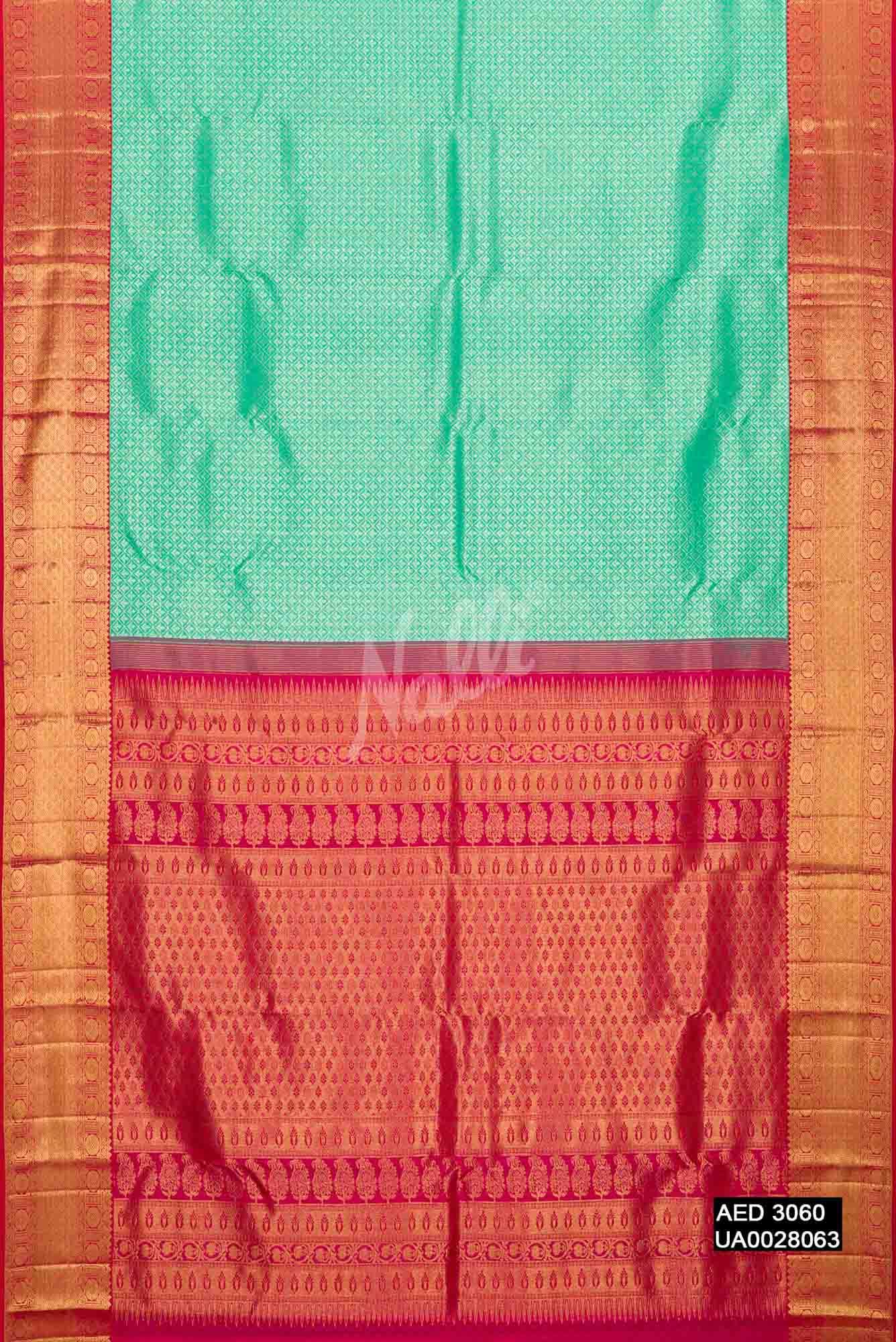 Sea Green Kanchipuram Silk Saree