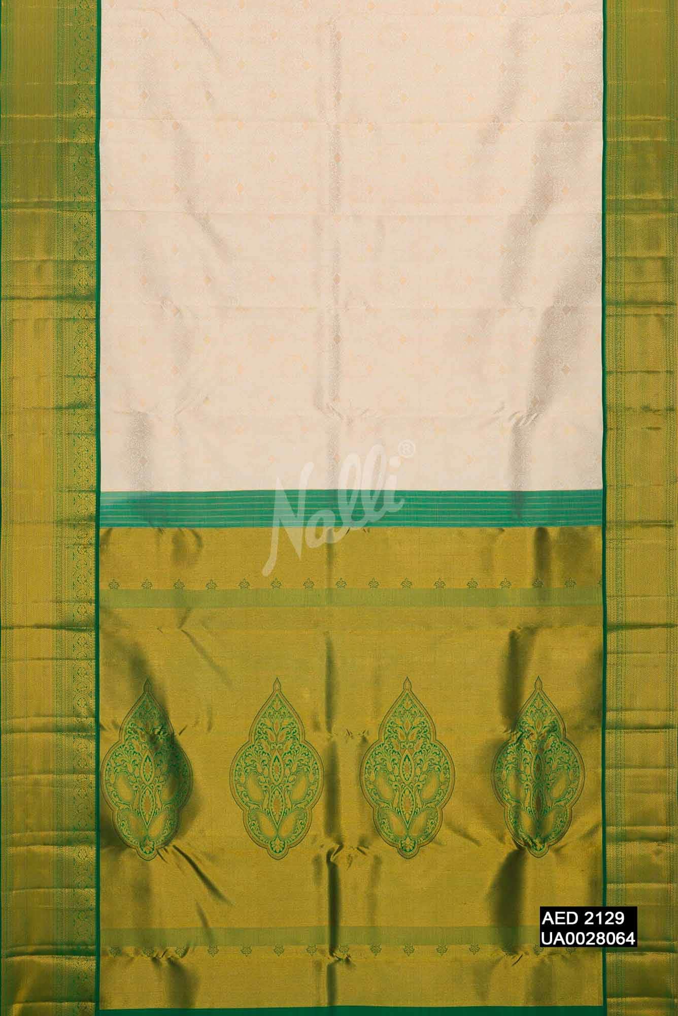 Off White Kanchipuram Silk Saree