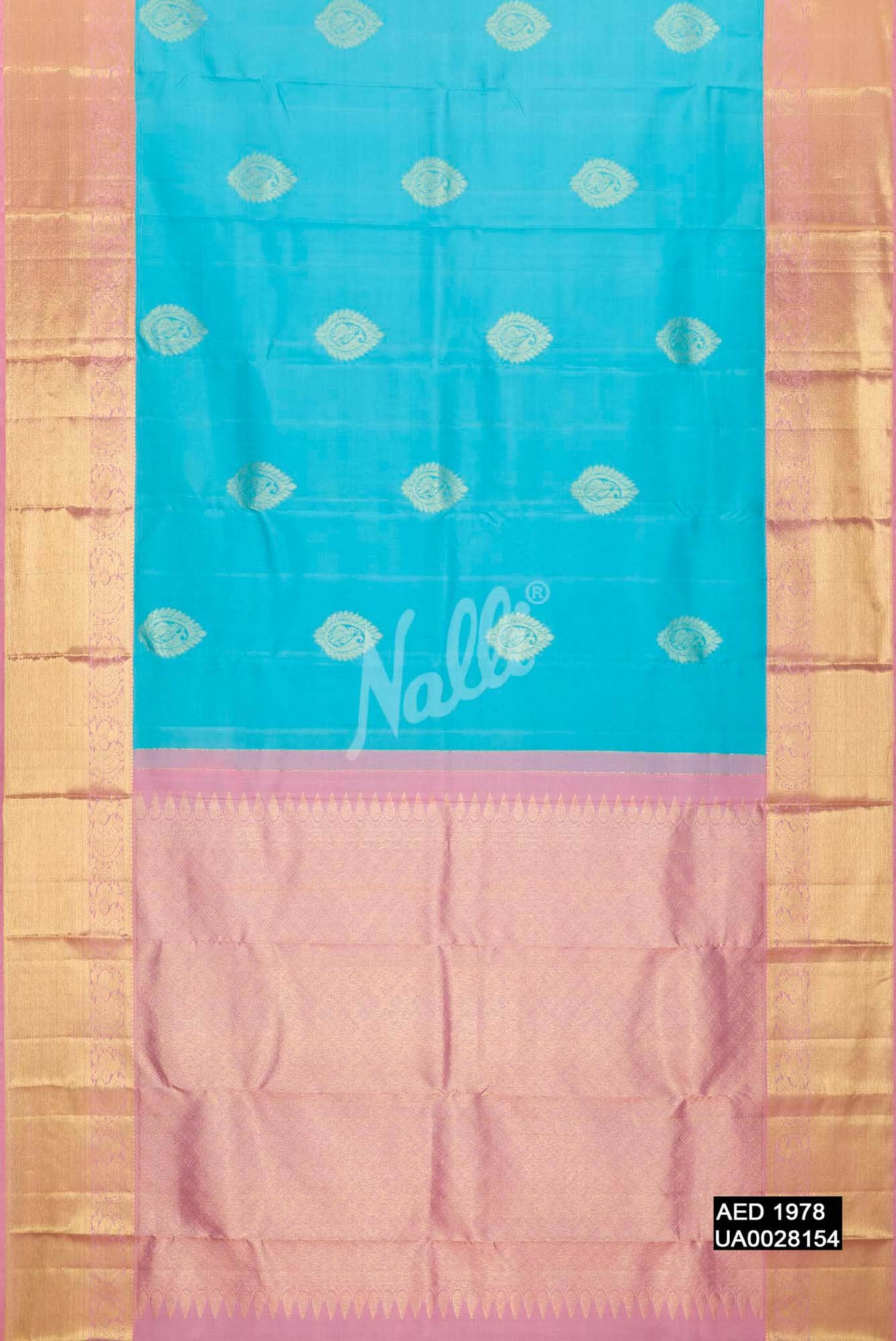 Sky Blue Kanchipuram Silk Saree