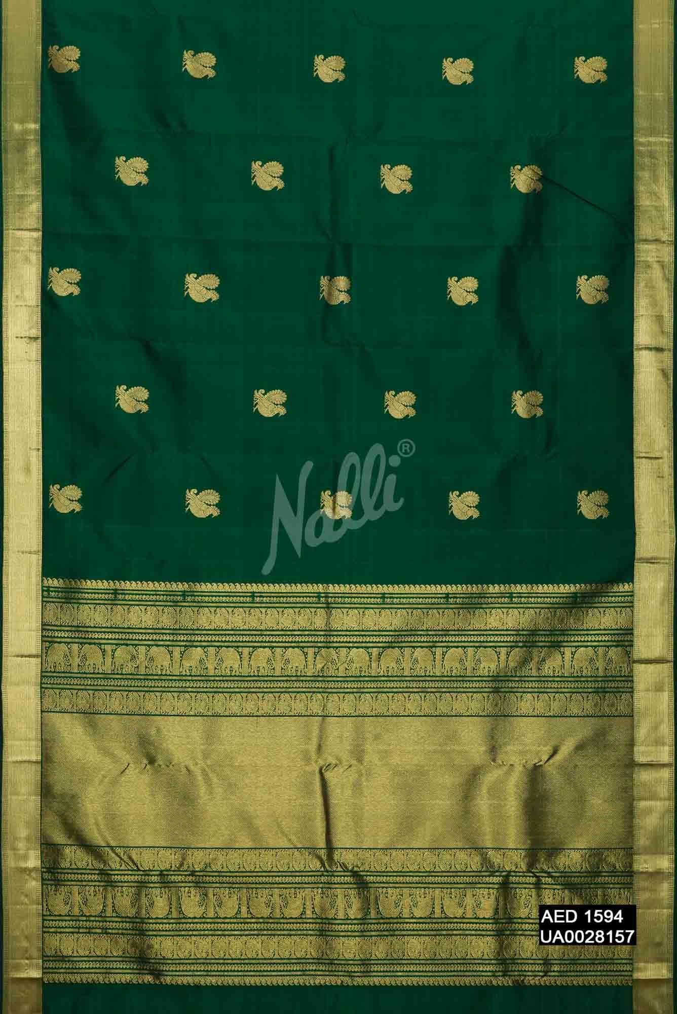 Bottle Green Kanchipuram Silk Saree