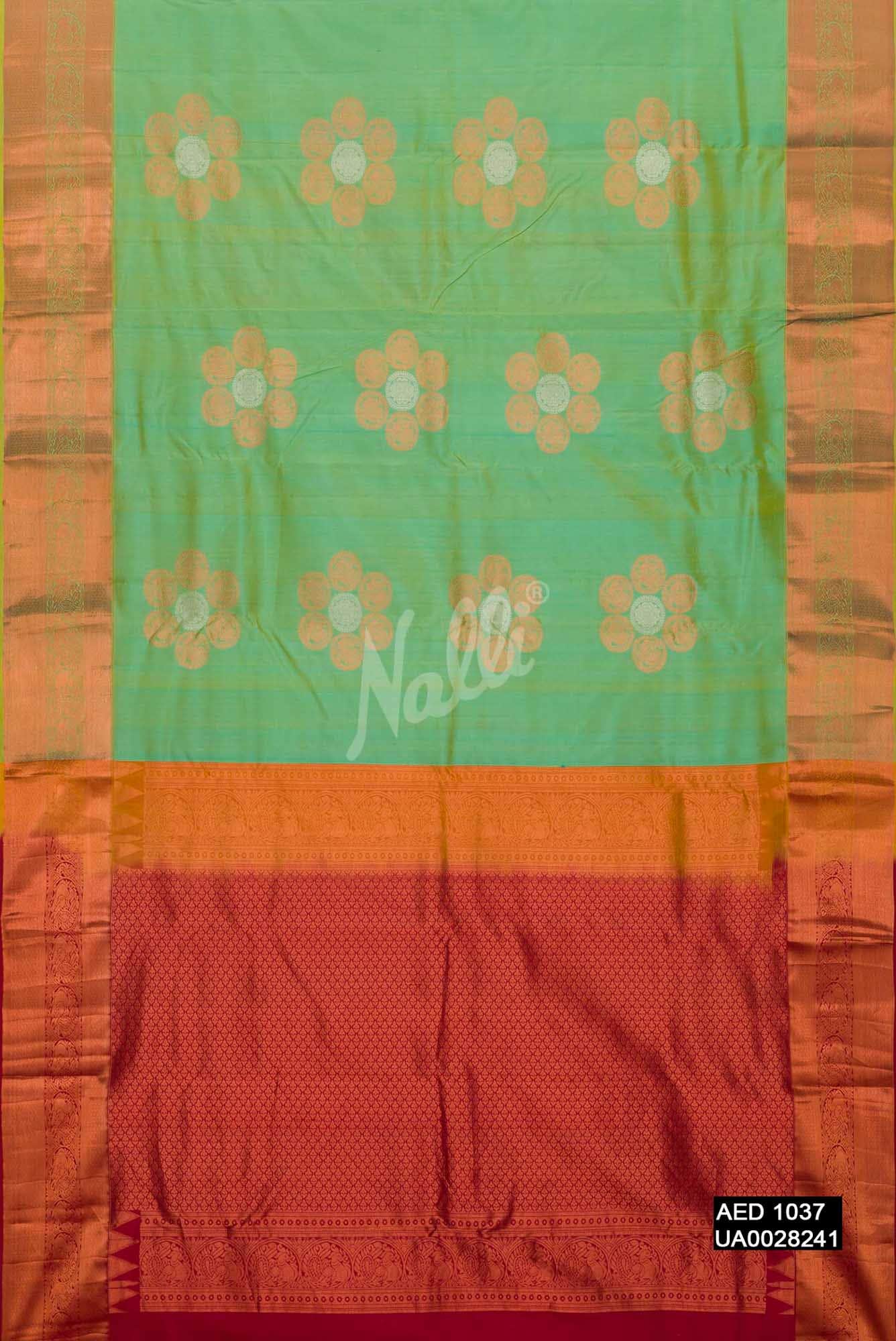 Sea Green Kanchipuram Silk Saree