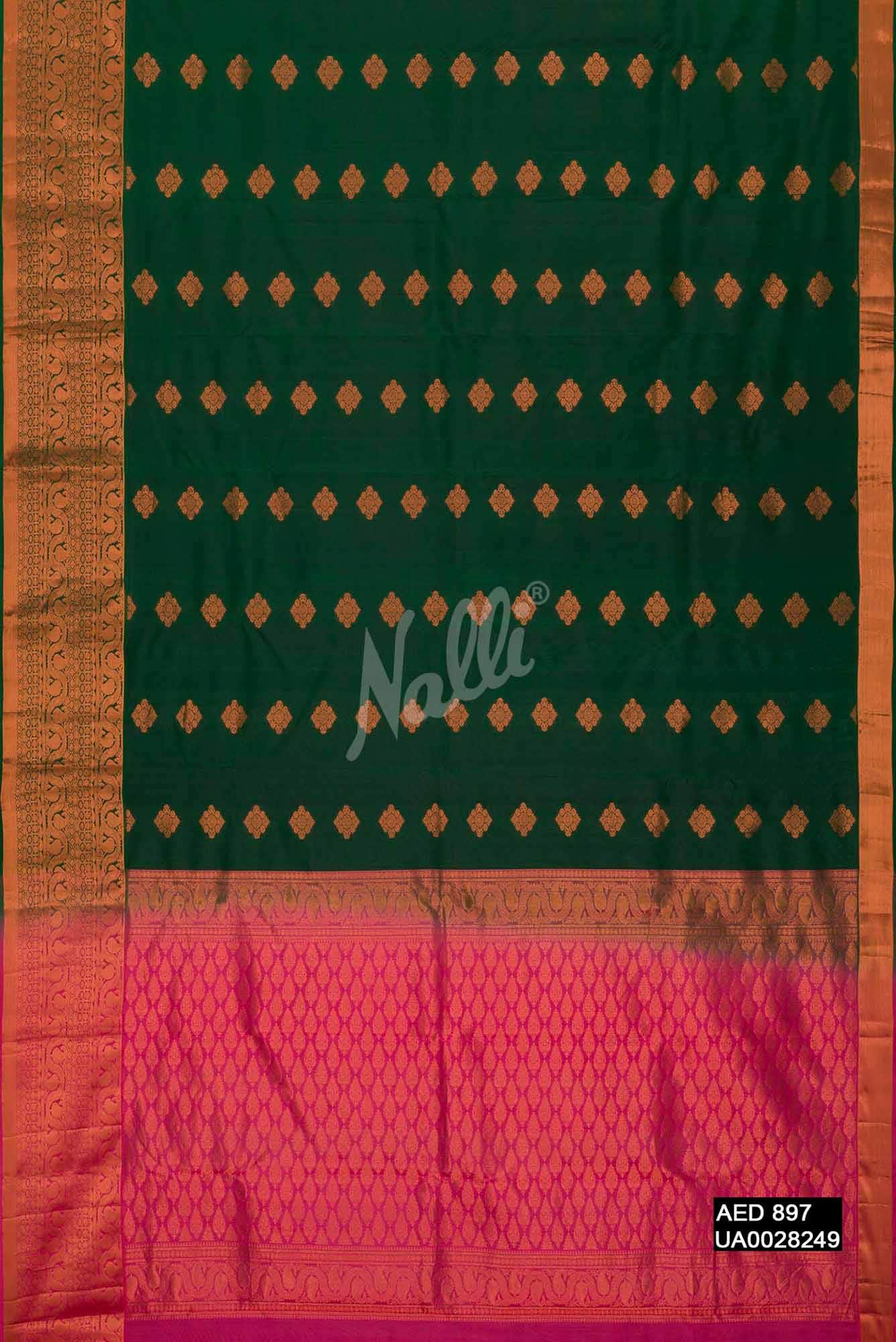 Bottle Green Kanchipuram Silk Saree