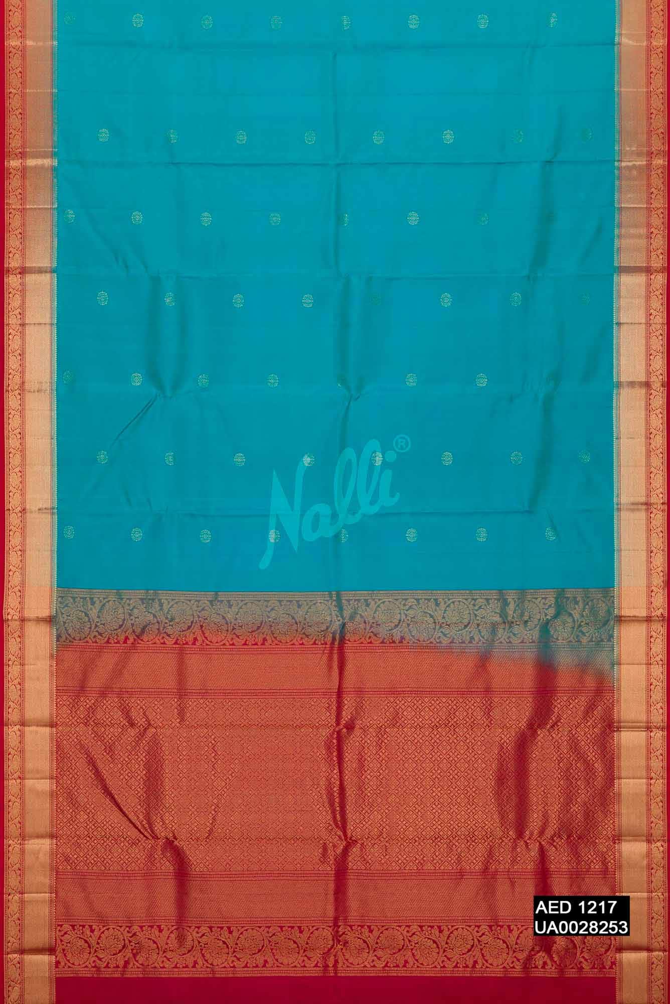 Peacock Blue Kanchipuram Silk Saree