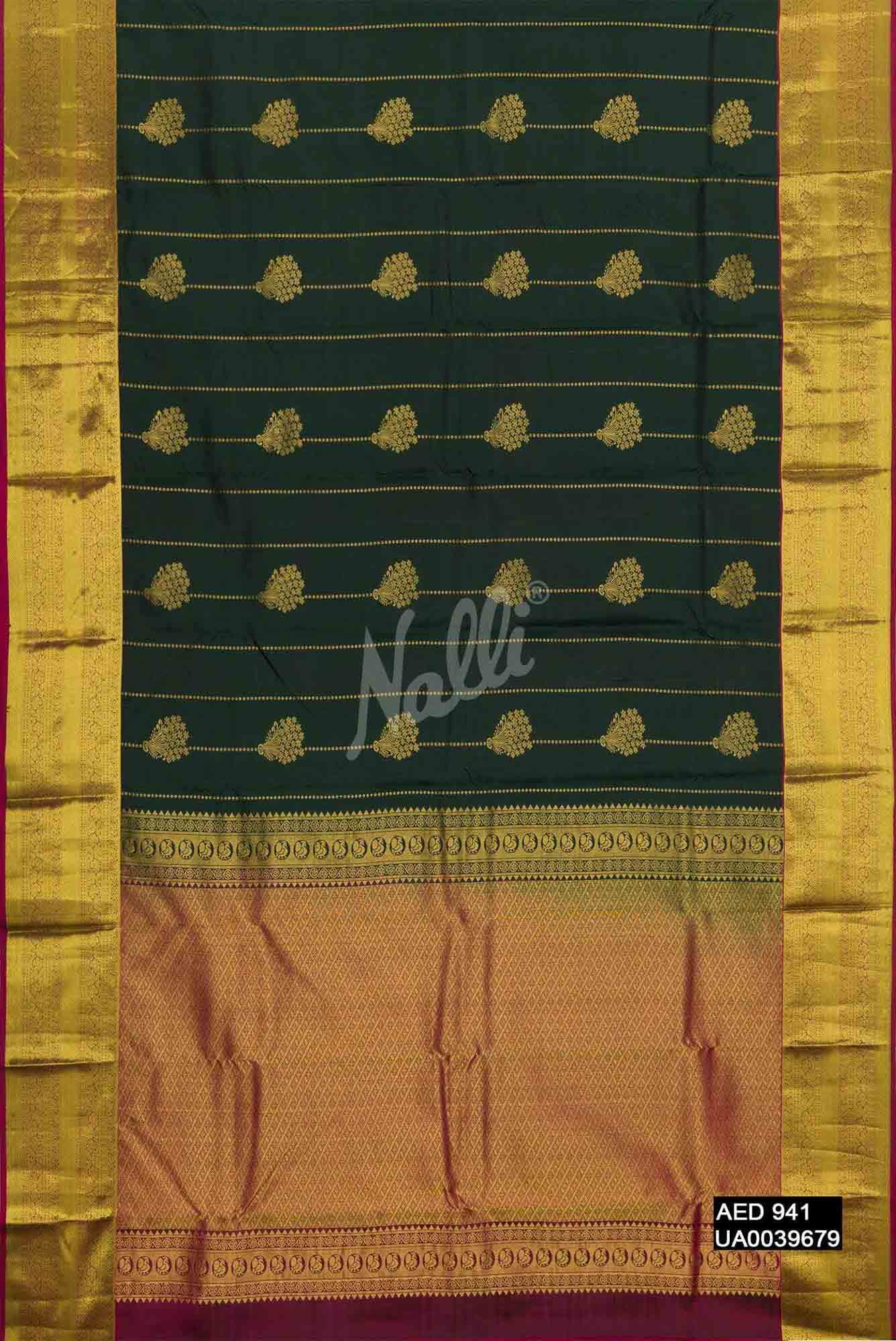 Bottle Green Kanchipuram Silk Saree