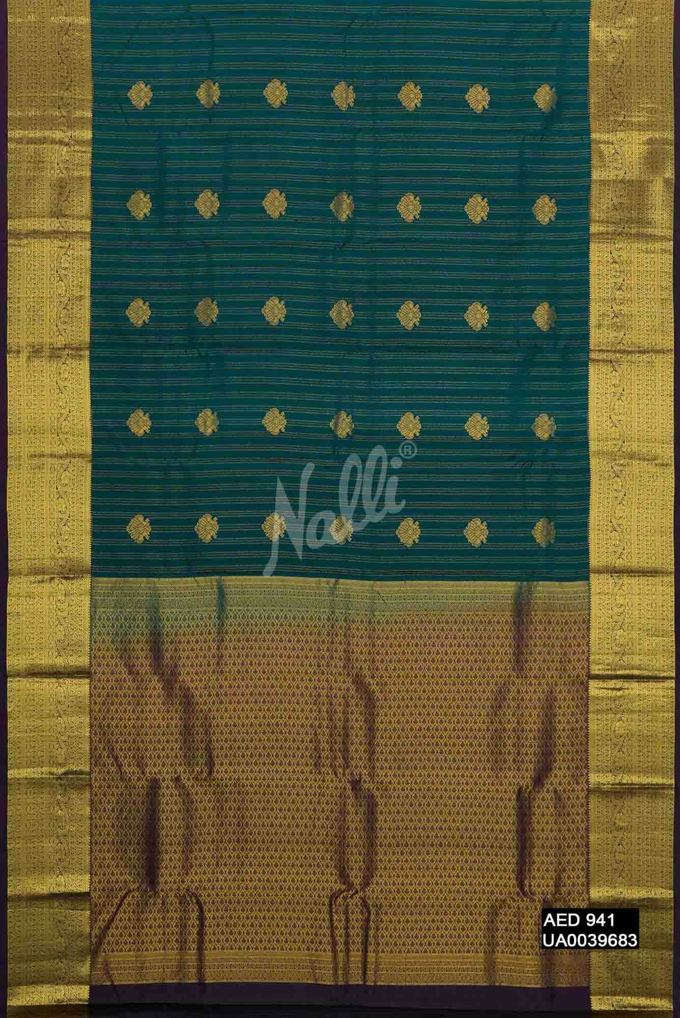 Bottle Green Kanchipuram Silk Saree