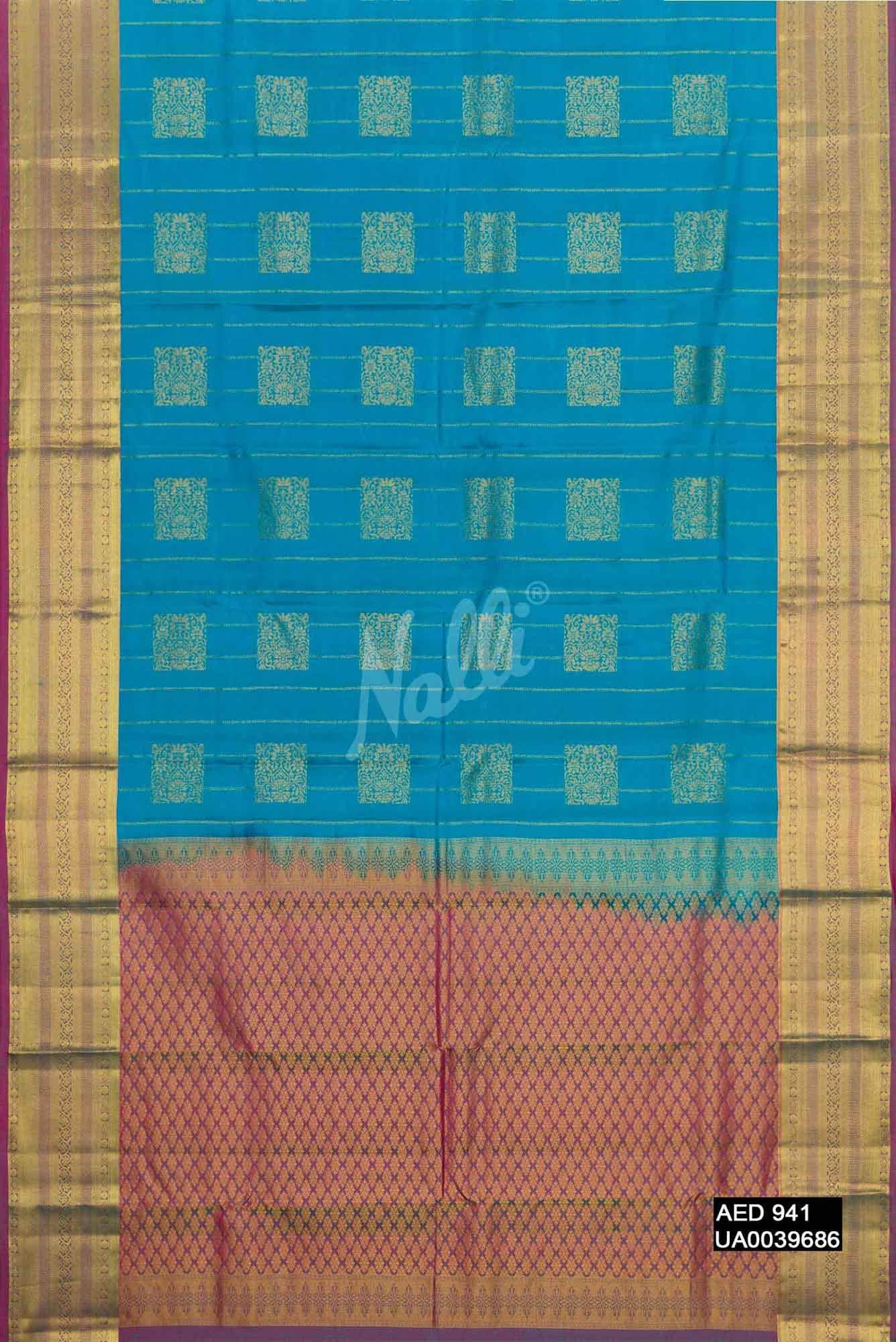 Sky Blue Kanchipuram Silk Saree