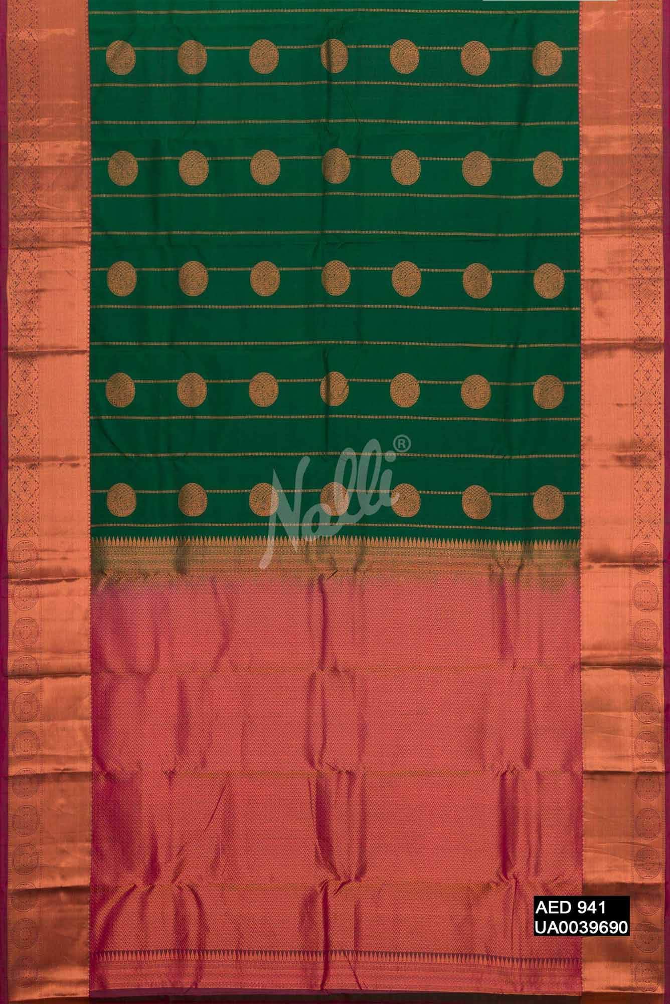 Bottle Green Kanchipuram Silk Saree