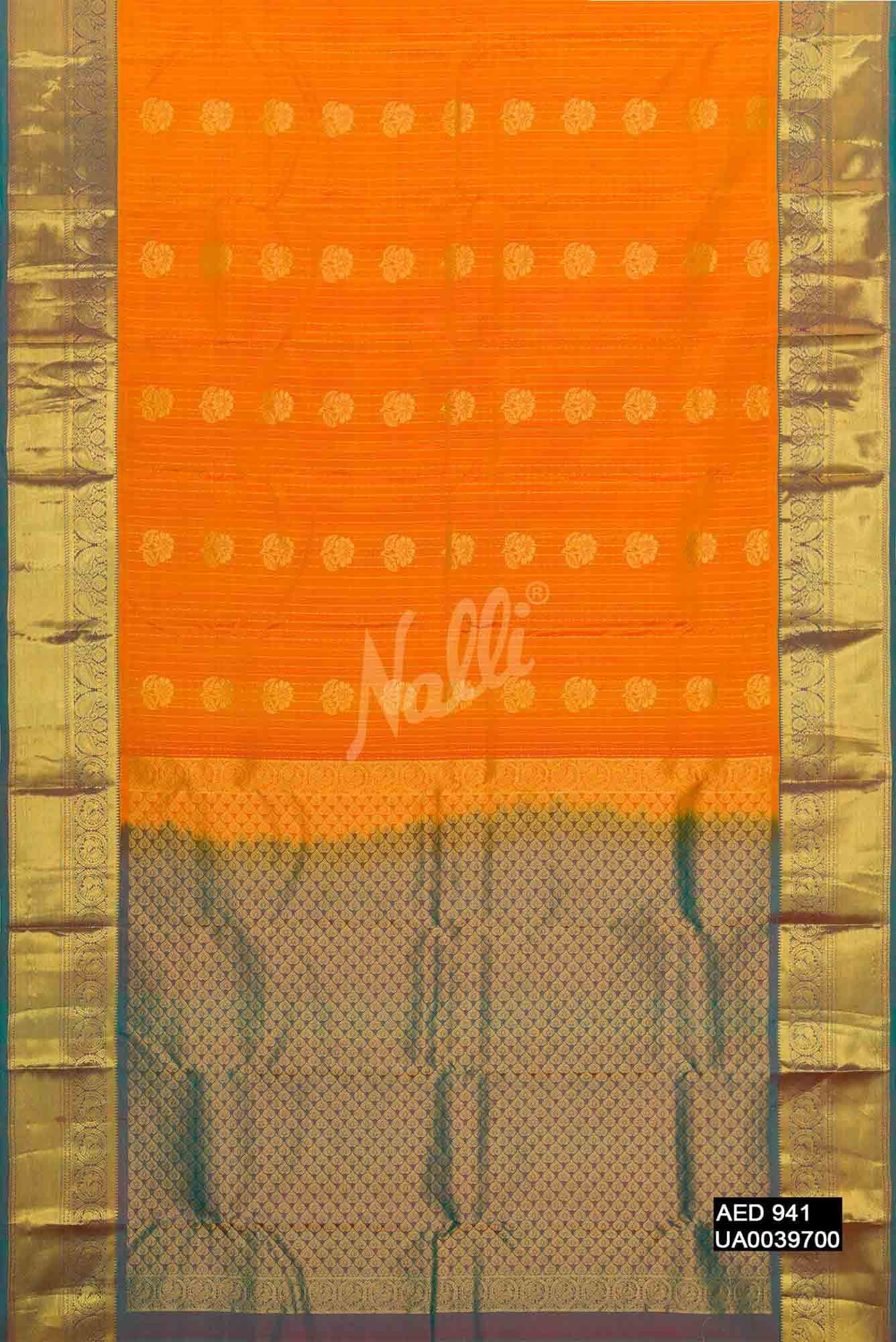 Orange Kanchipuram Silk Saree