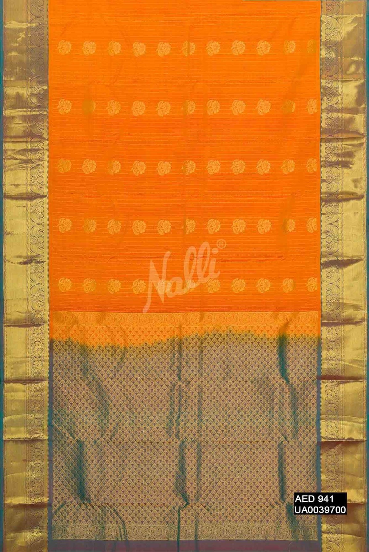 Orange Kanchipuram Silk Saree