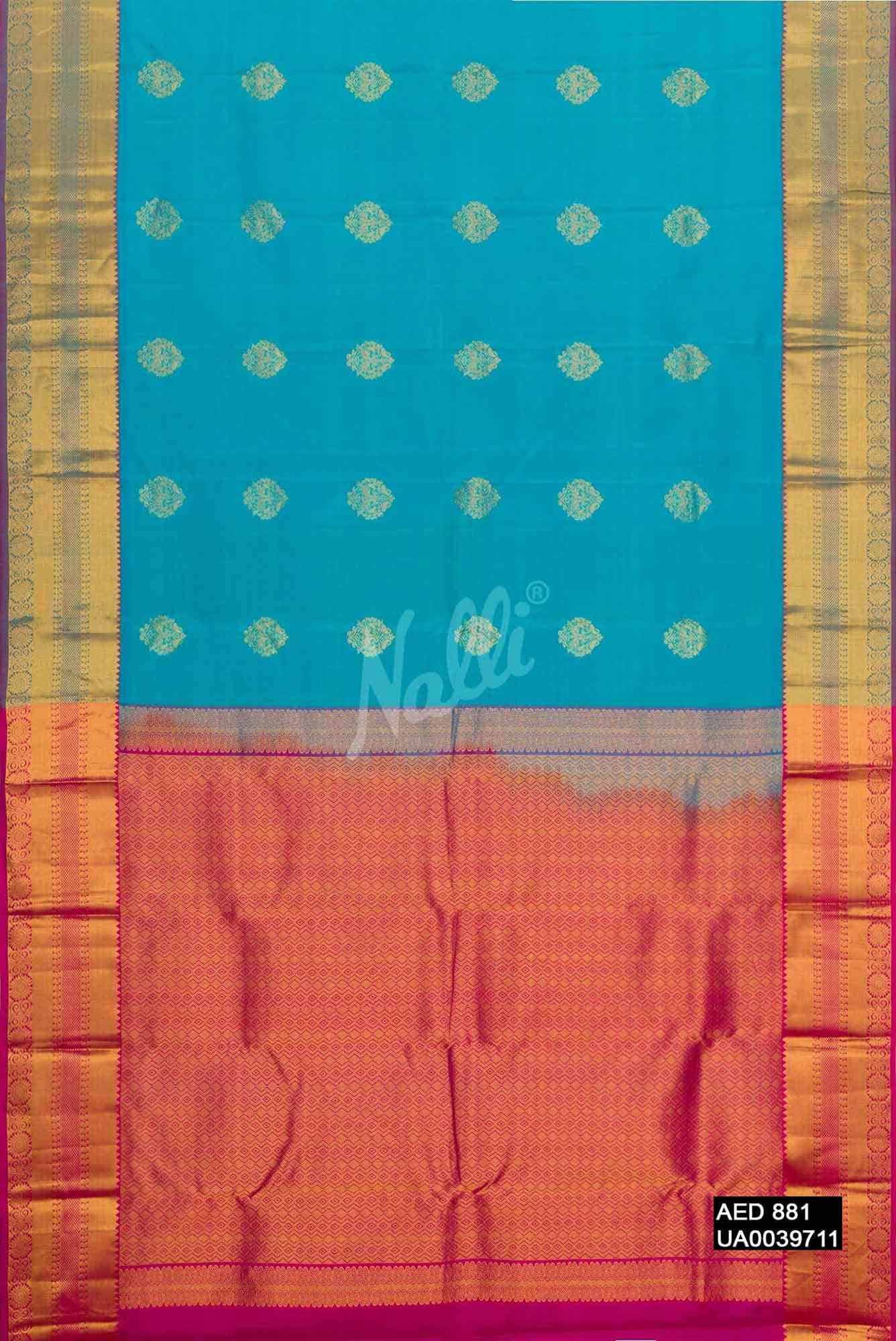 Sky Blue Kanchipuram Silk Saree