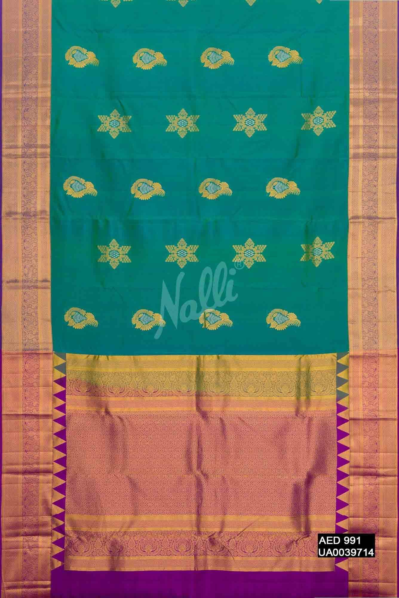 Sea Green Kanchipuram Silk Saree