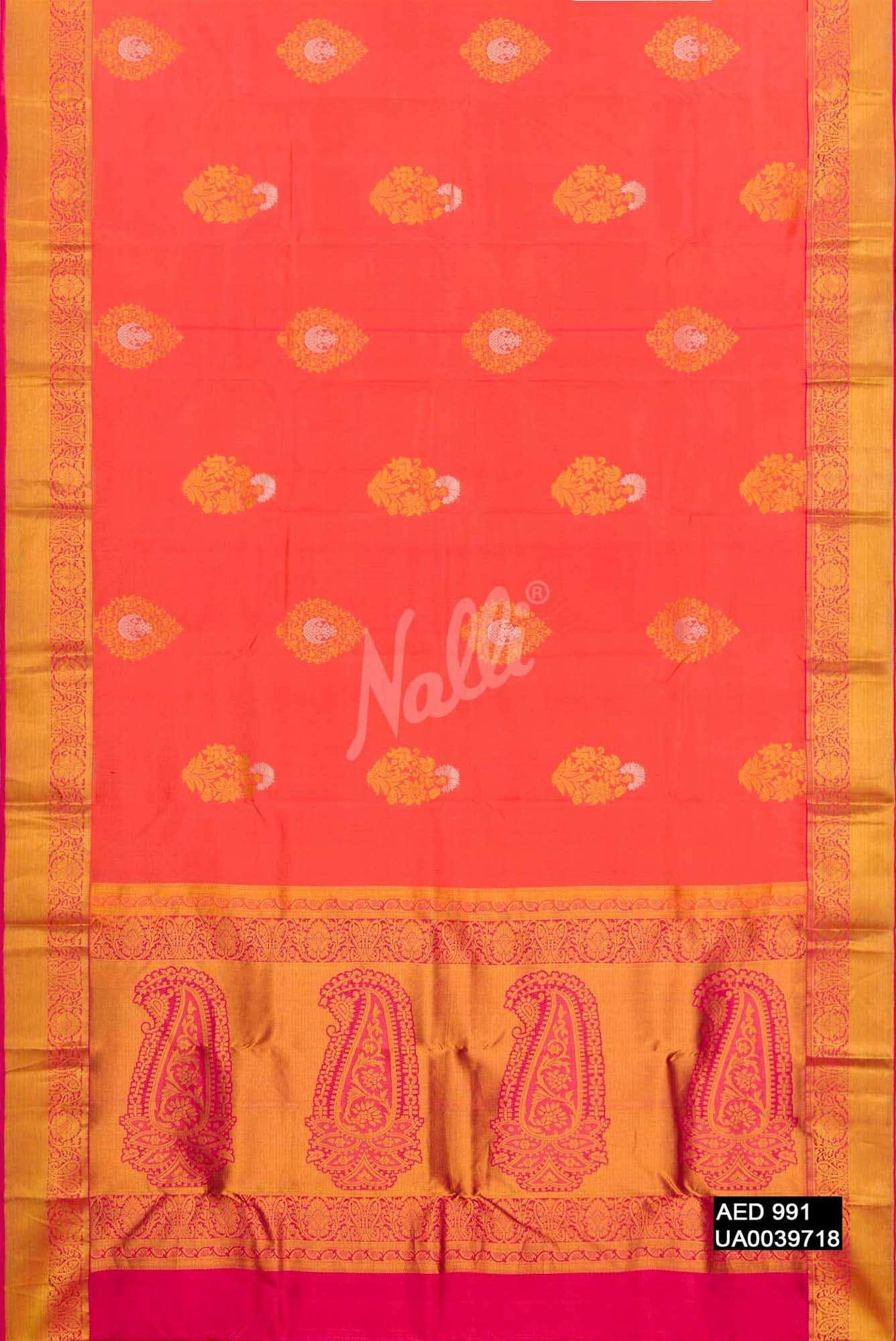 Orange Kanchipuram Silk Saree