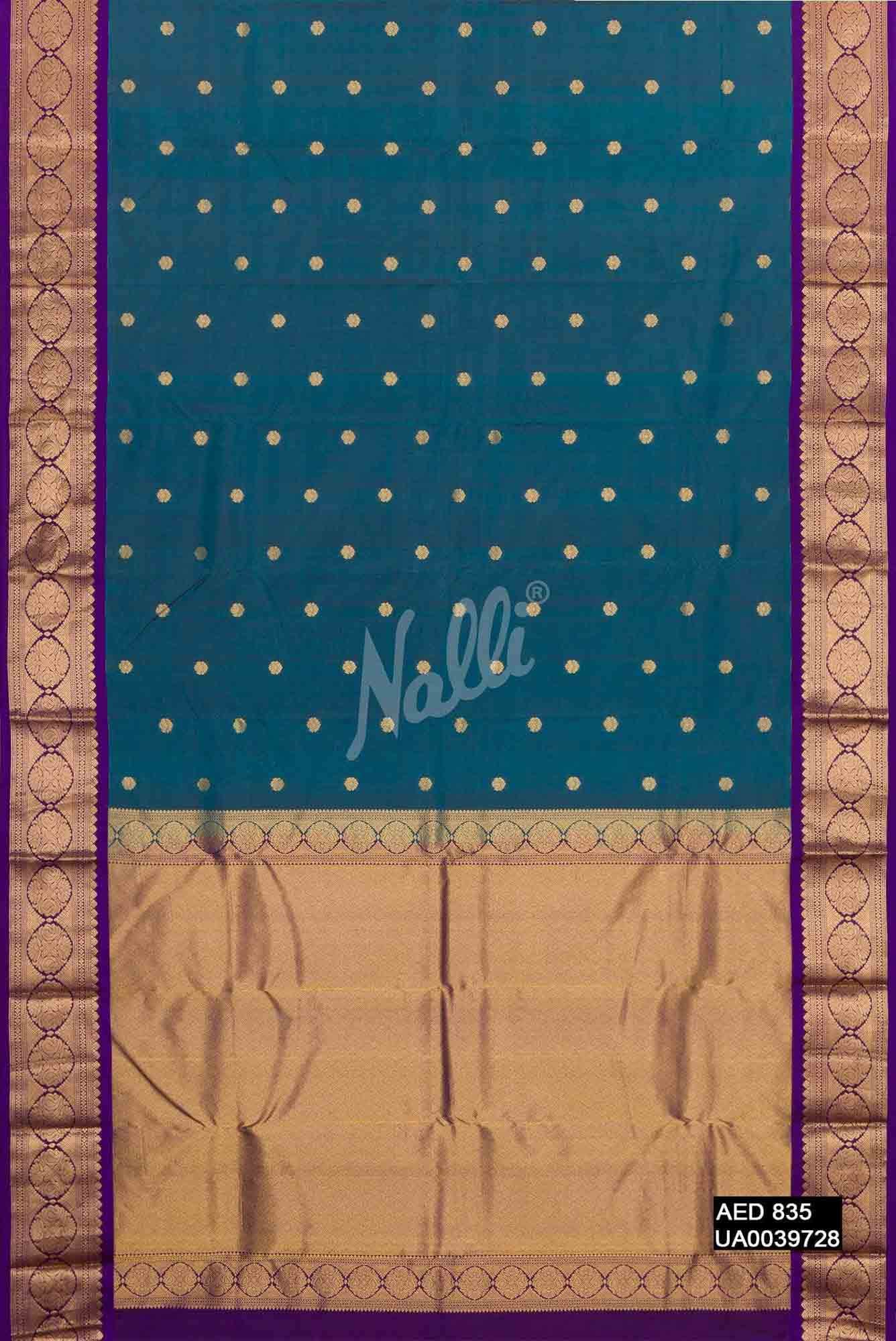 Peacock Blue Kanchipuram Silk Saree