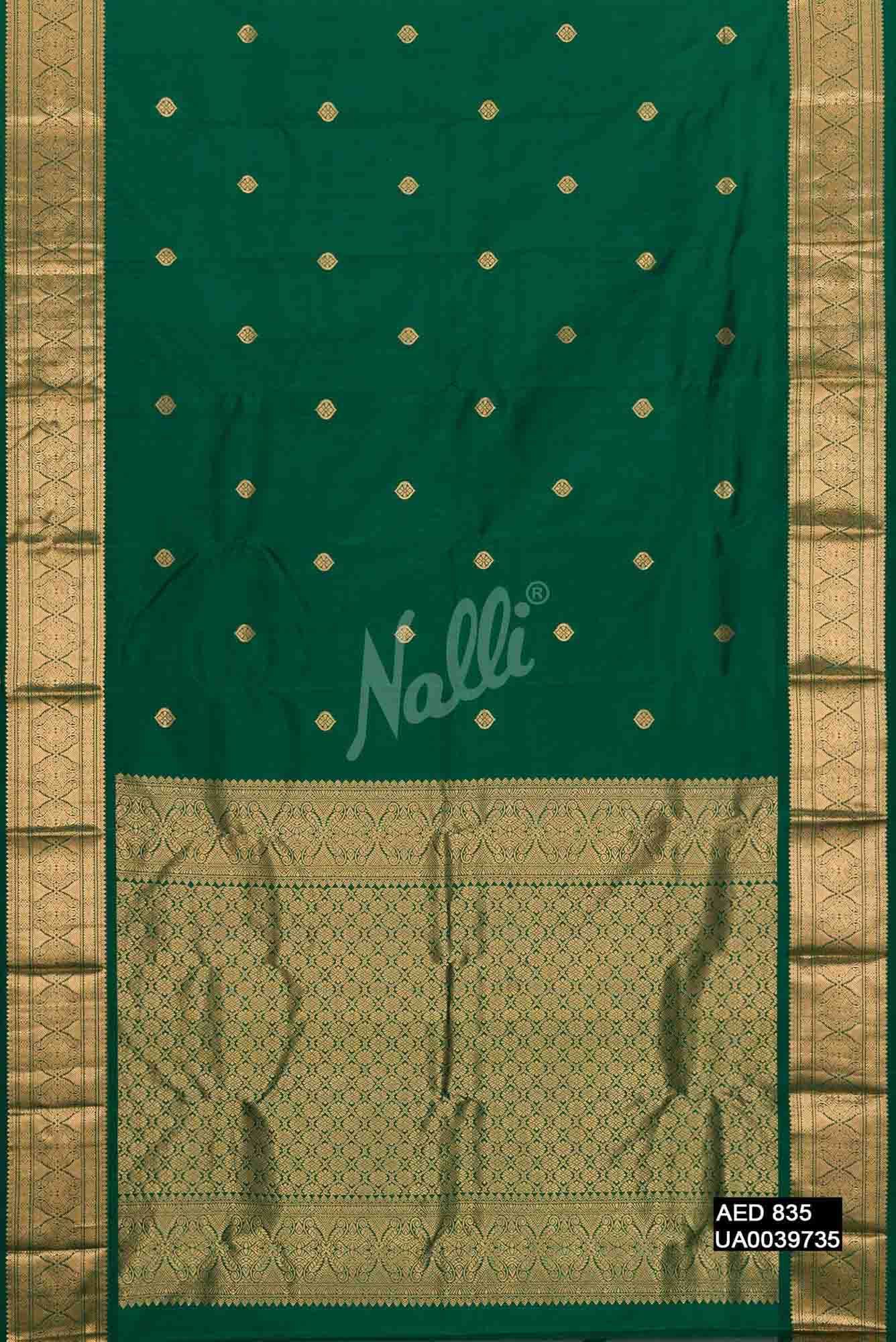 Bottle Green Kanchipuram Silk Saree
