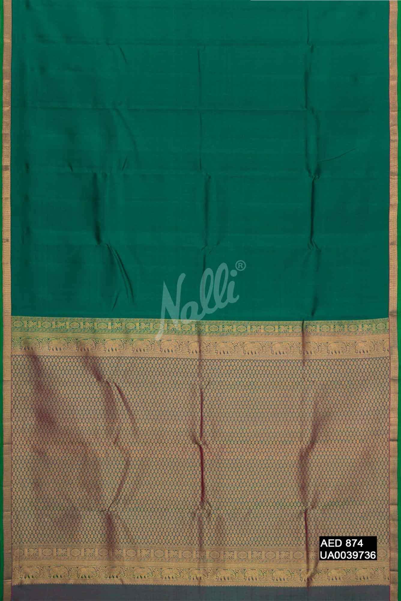 Bottle Green Kanchipuram Silk Saree